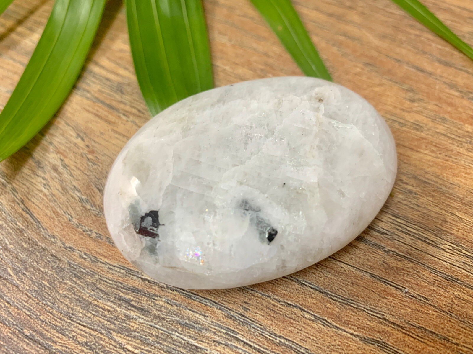 Rainbow Moonstone Palm Stone Large Soap Stone Flat Therapy Meditation Specimen.