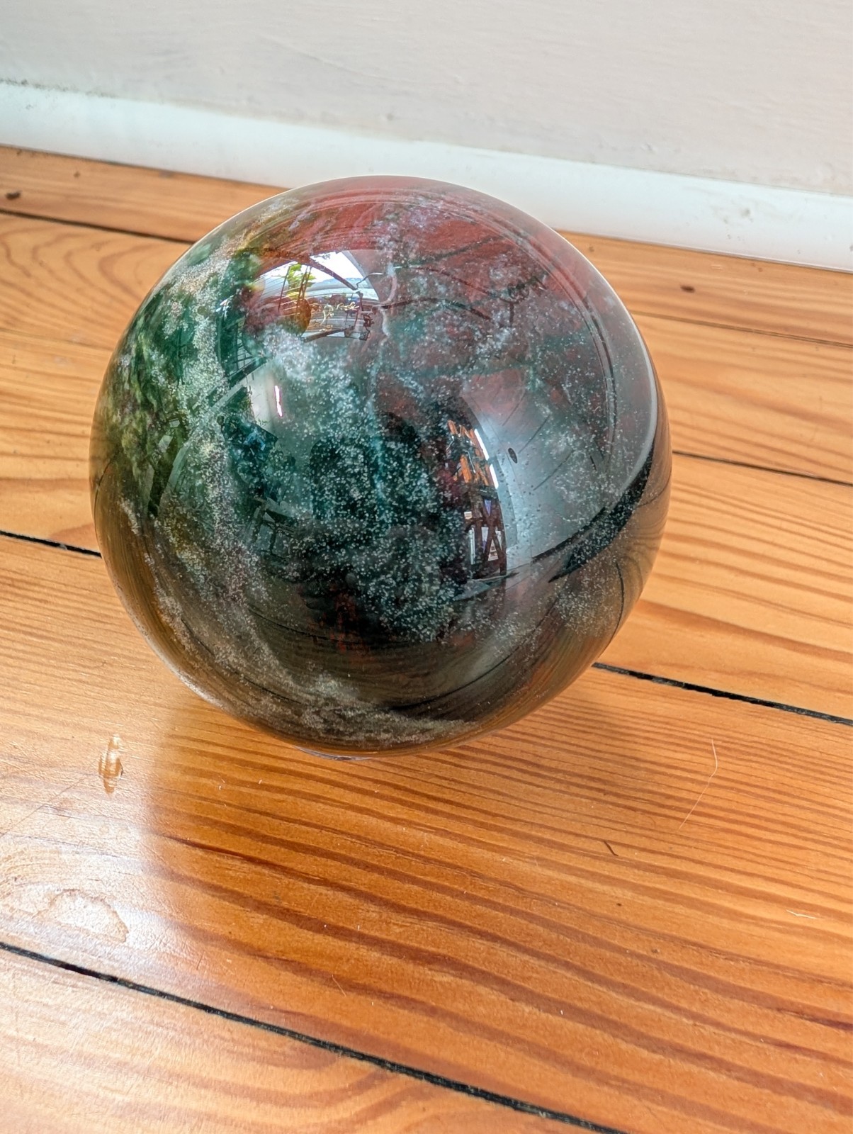 3in Ocean Sea Jasper Crystal Sphere blue green burgundy yellow- 748 g