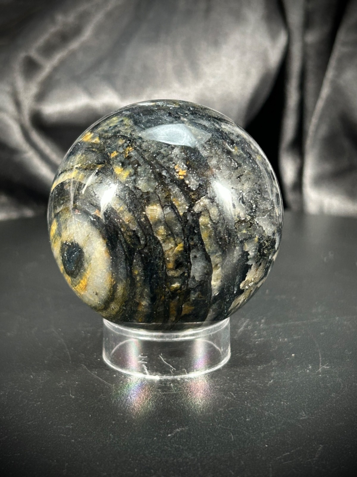 2.21″ Pietersite Sphere With Acrylic Stand 8.9oz (254 grams)