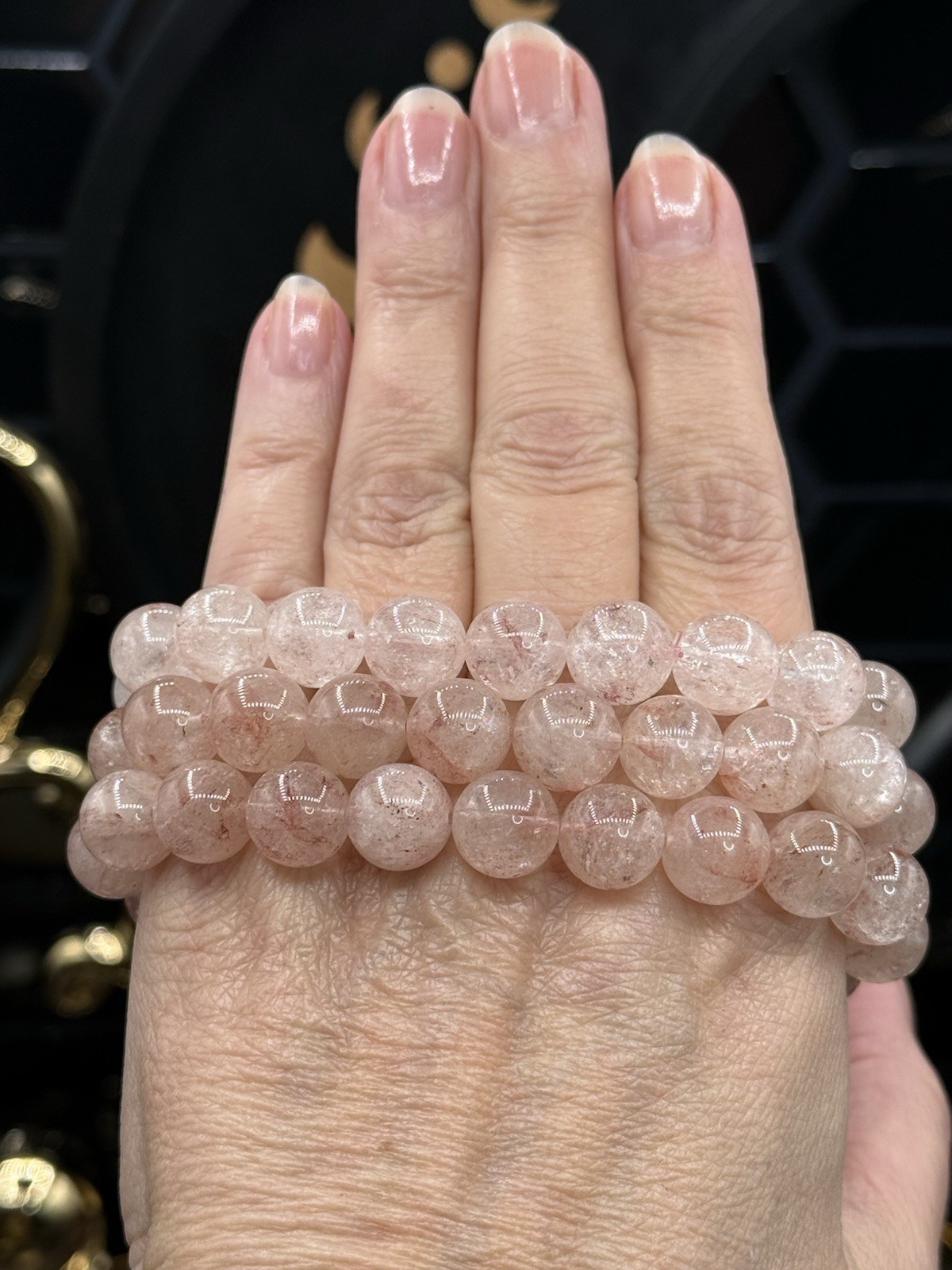 Natural HQ Pink Himalayan Quartz Beaded Bracelets Free shipping