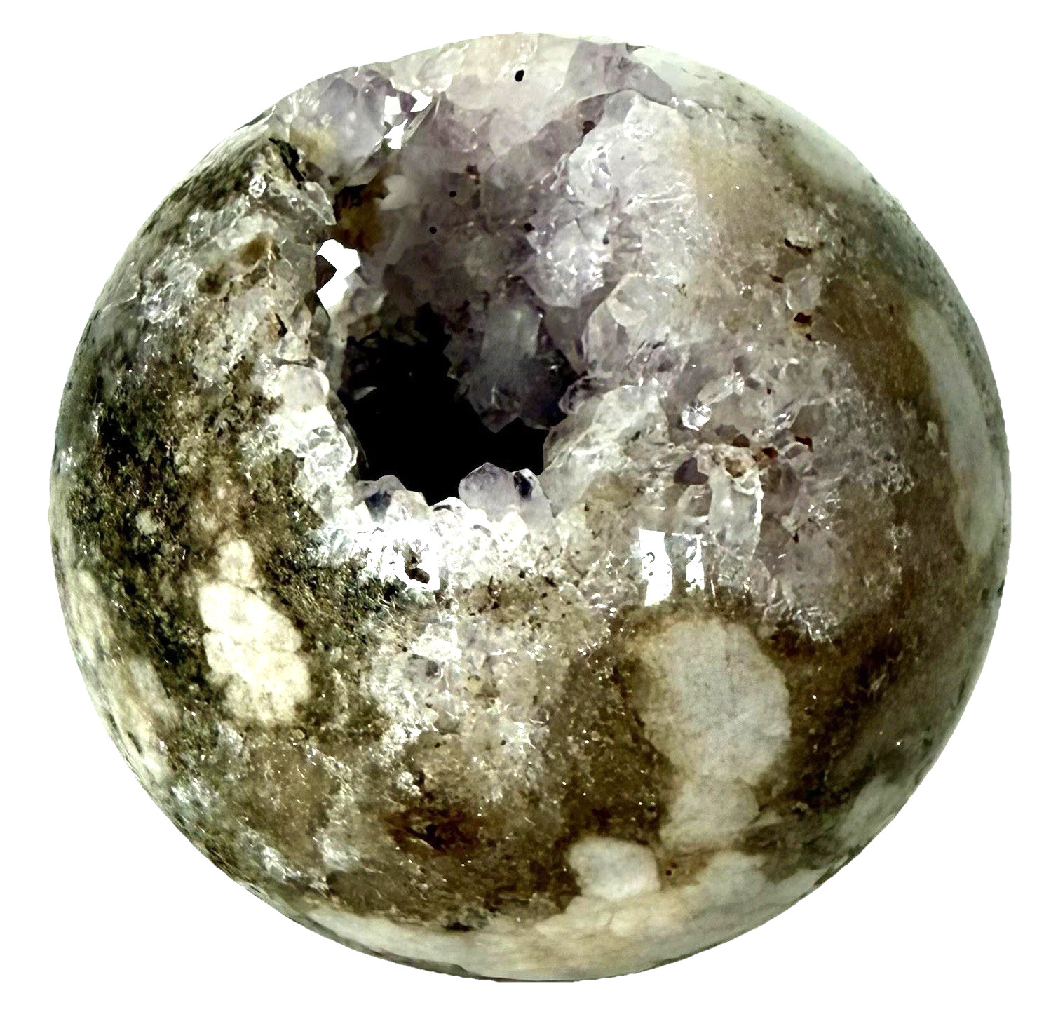 966mm Pink Amethyst Cluster Flower Agate Sphere UV Reactive