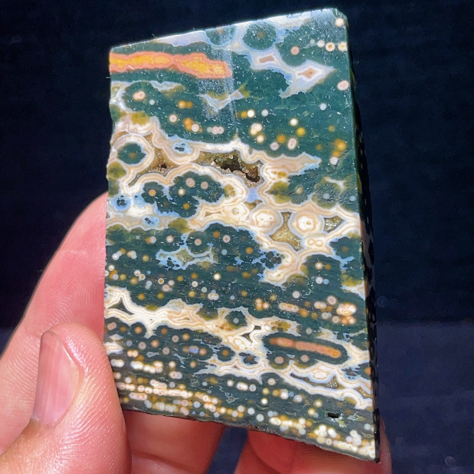 Natural Polished Orbicular Ocean Jasper Healing Crystal Gift L8300