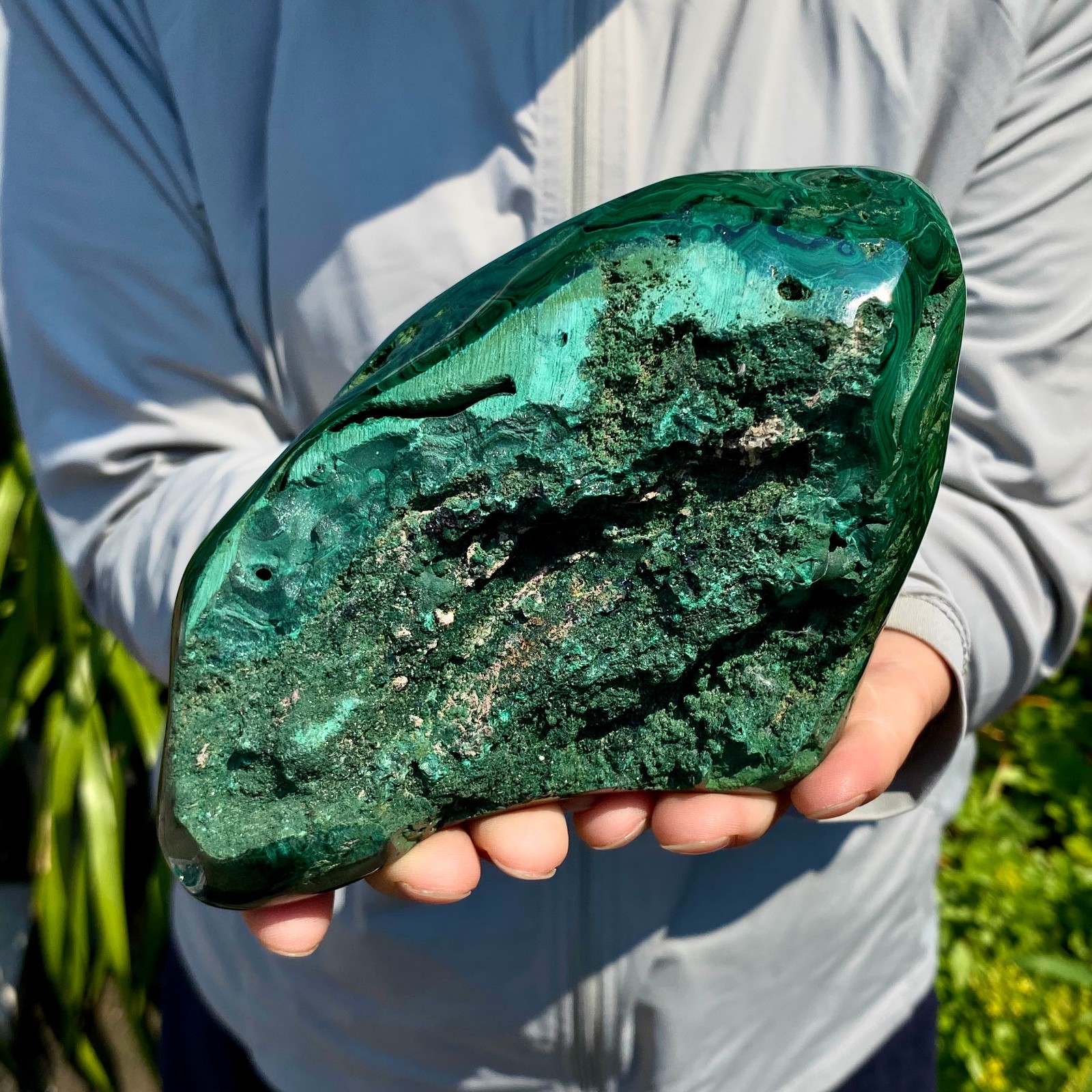 2.42LB Natural glossy Malachite transparent cluster rough mineral sample