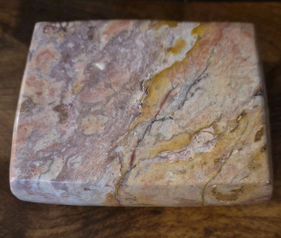 Denton Mine Fluorite Rectangular Carved Box 1.2 pounds Multi Colored Fluorite
