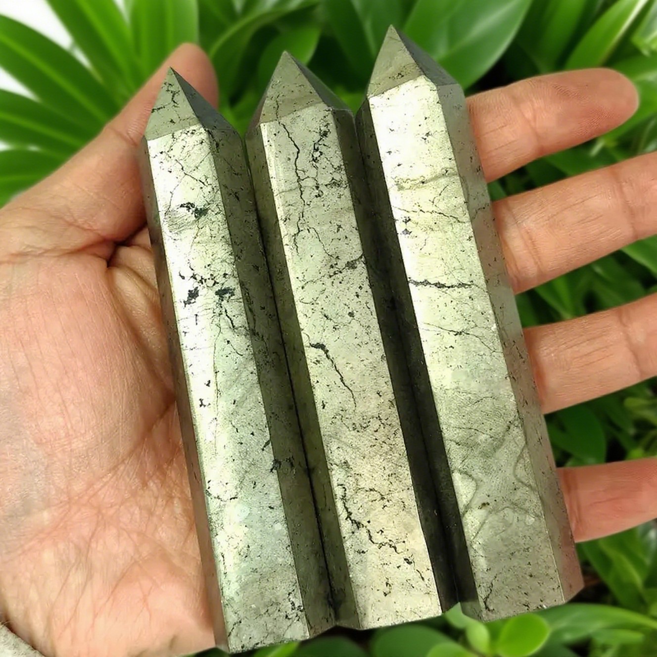 Natural Pyrite Crystal Tower Point Wand Reiki Obelisk Healing Home Decor Gifts