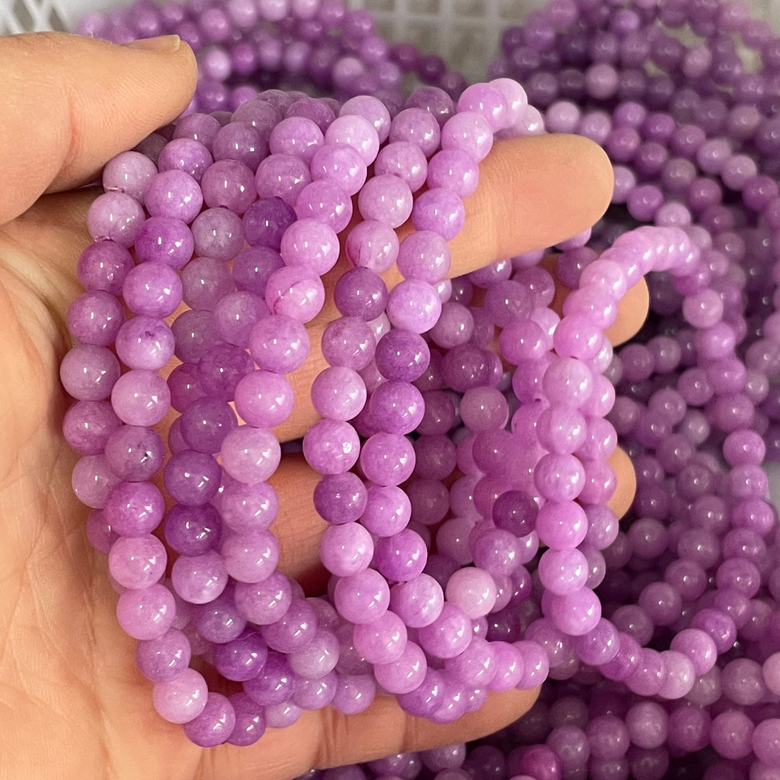 10pcs Kunzite Beads Purple Crystal Healing Reiki Infused Gemstone Size 6mm