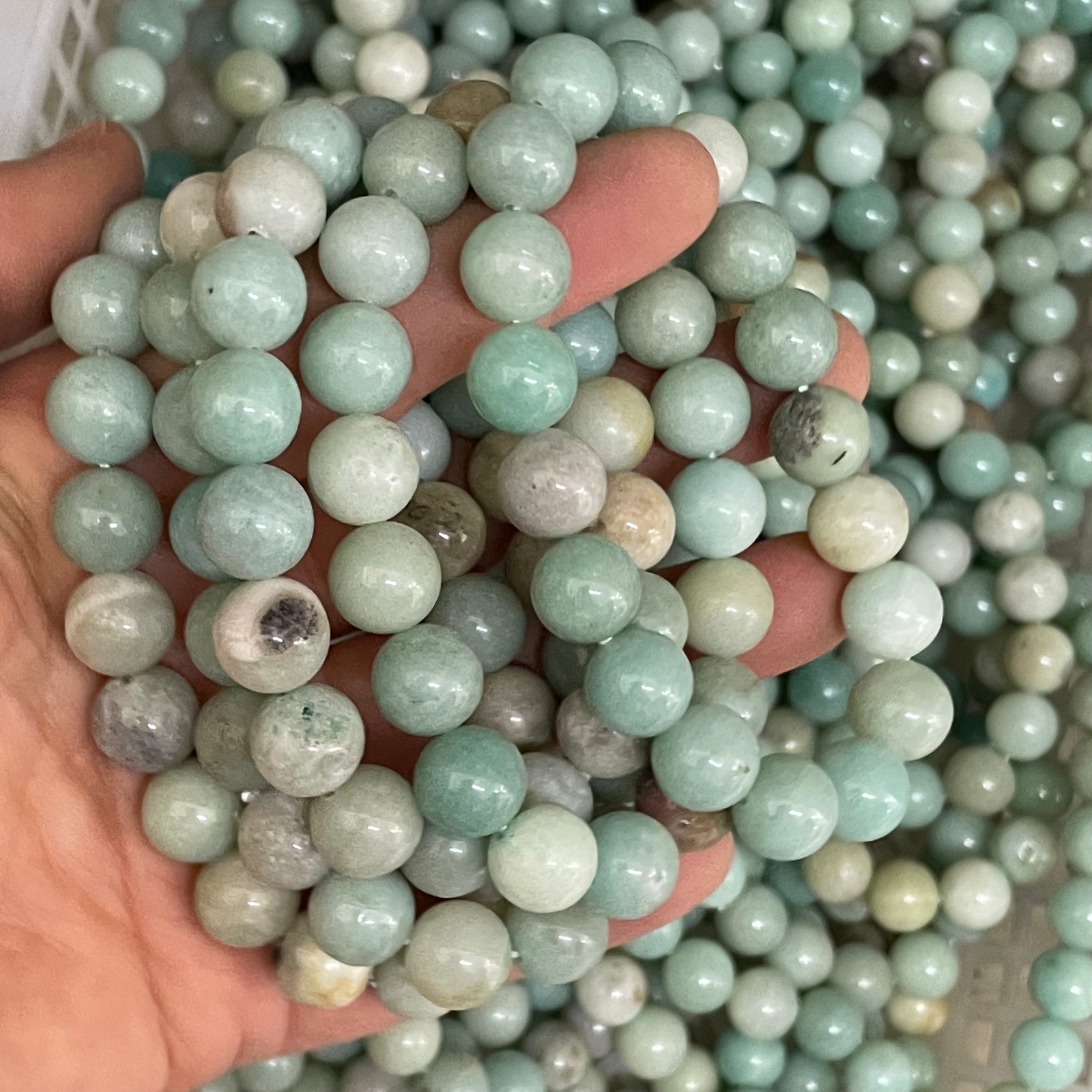 10pcs Natural Amazonite Stone Bracelet Gemstone Healing Size 10mm