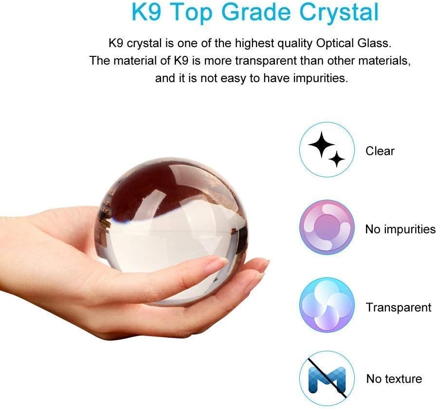 MerryNine 80mm/3.15″ Photograph K9 Crystal Ball with Stylish Clear-clear