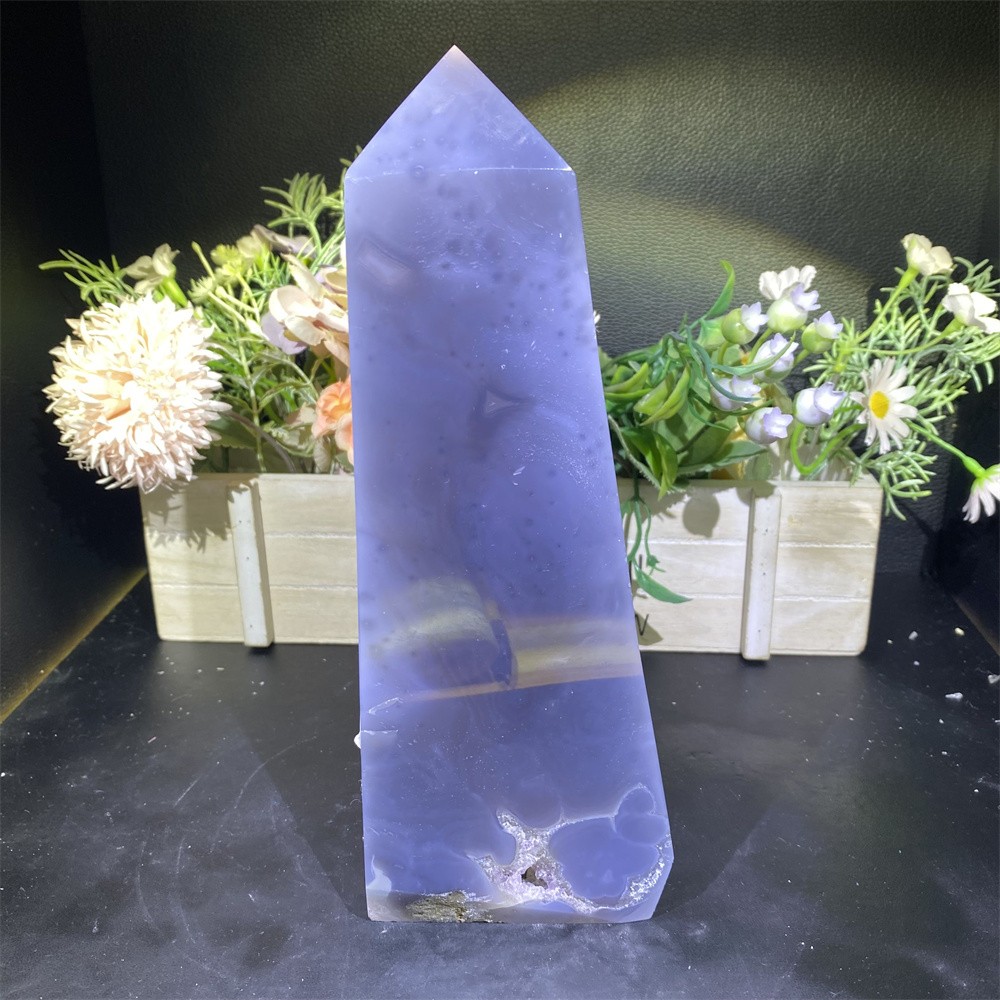 1.7LB 8.7″Natural A++Druzy Amethyst Obelisk Crystal Reiki Tower Quartz Decor