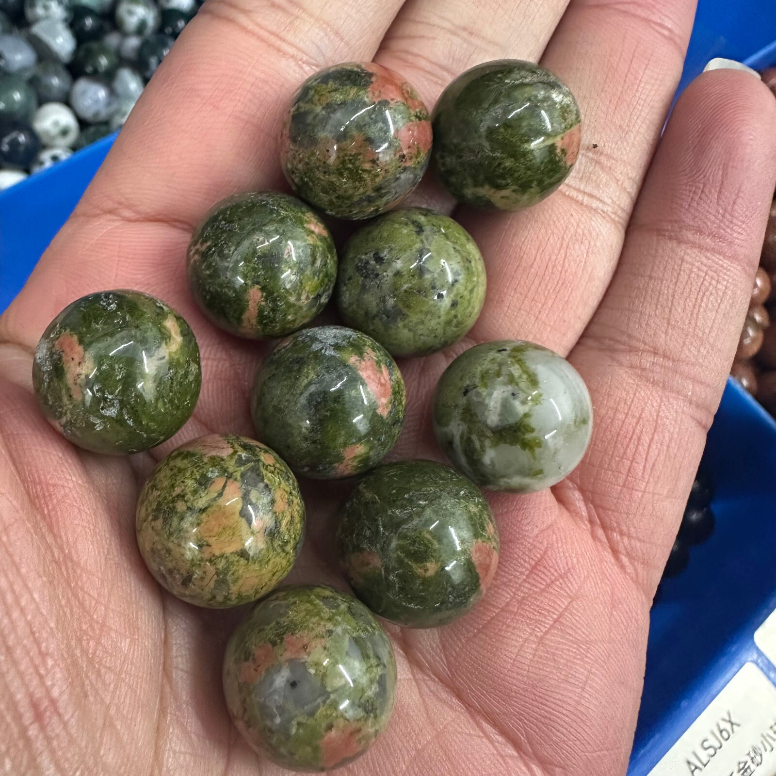 5PC Natural Unakite Ball Quartz Crystal Sphere Energy Healing Stone Gift
