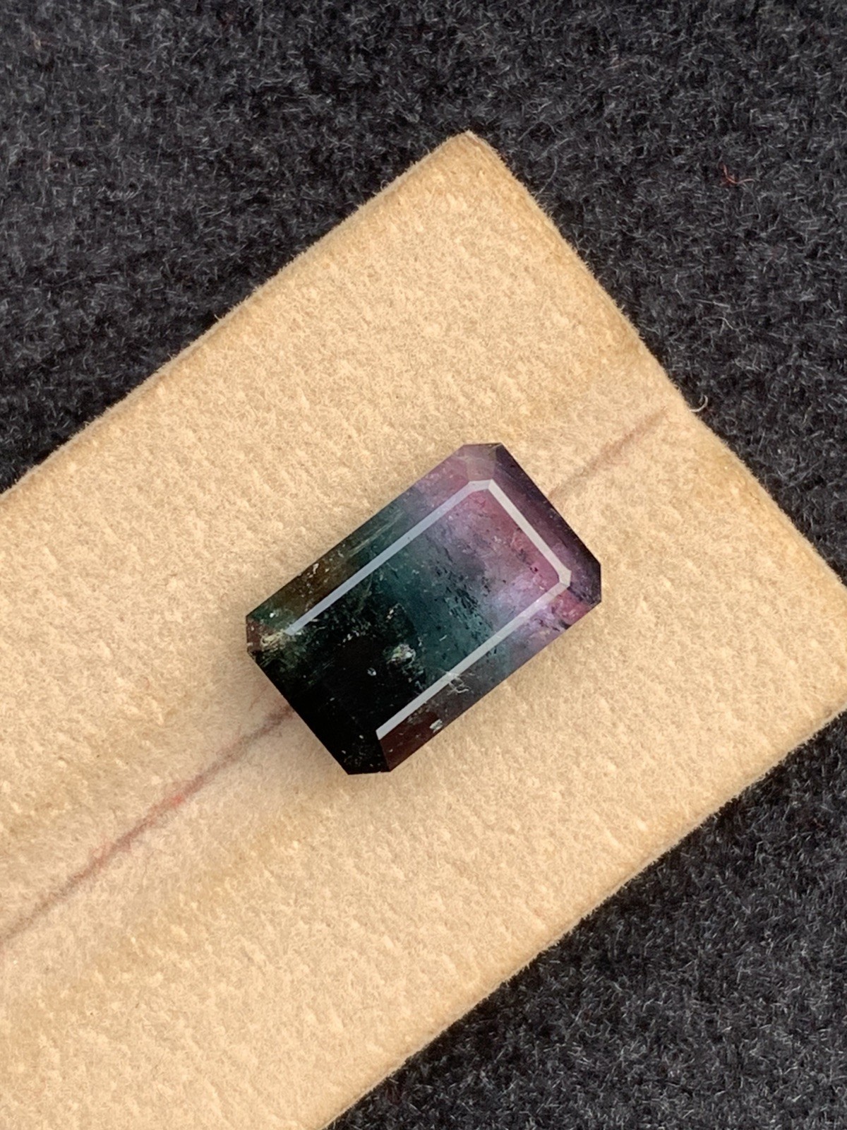 9.2ct natural rare black blue & pink tri colors faceted tourmaline from afg