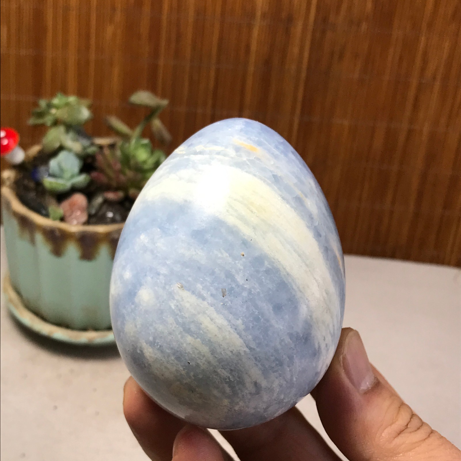 80-60-60mm NATURAL Blue Celestite egg quartz Crystal Healing gift 430g A5212