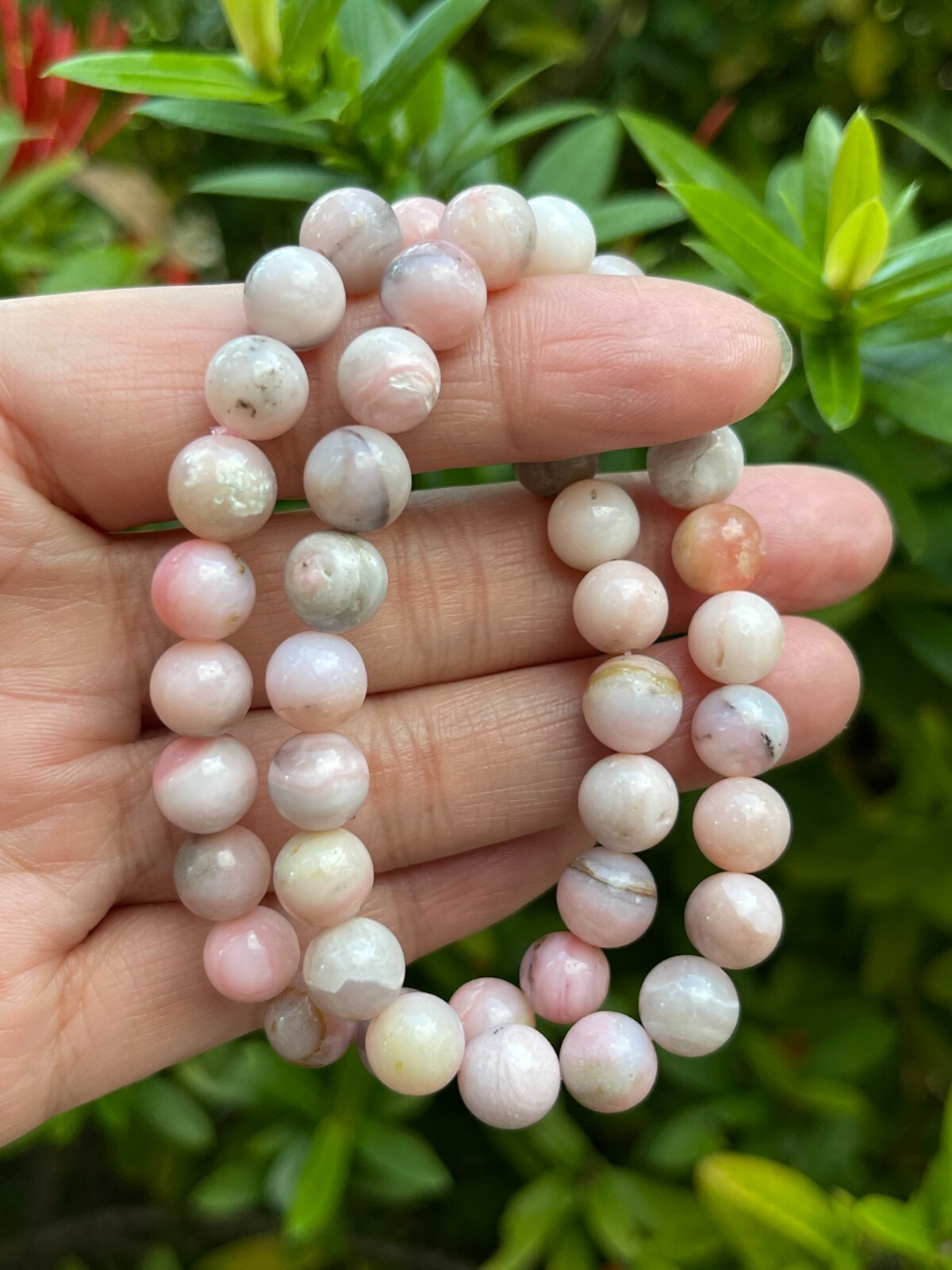 Grade A++ Pink Opal Crystal Bead Bracelet 8mm, Genuine Pink Opal Bracelet