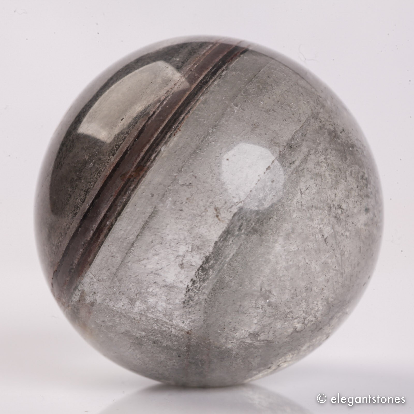 62g35mm Natural Garden/Phantom/Ghost/Lodolite Quartz Crystal Sphere Healing Ball