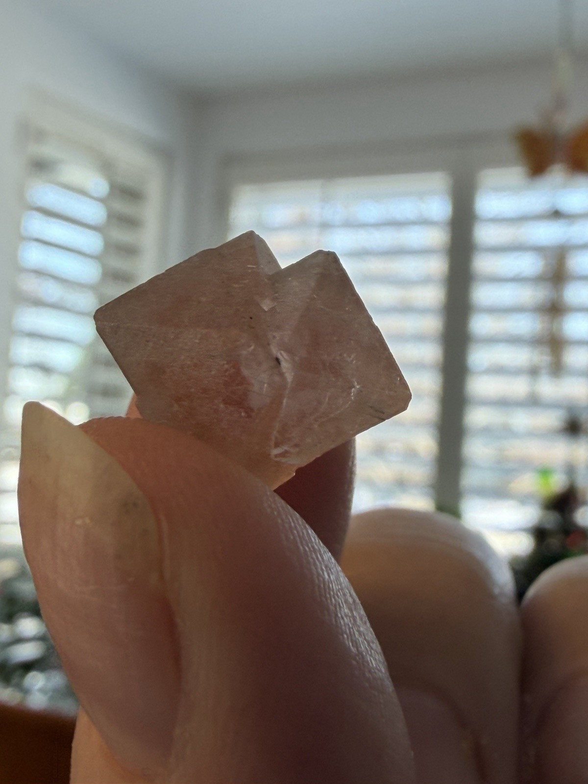 Pink Octahedral Fluorite With Side Rider, From Inner Mongolia, China