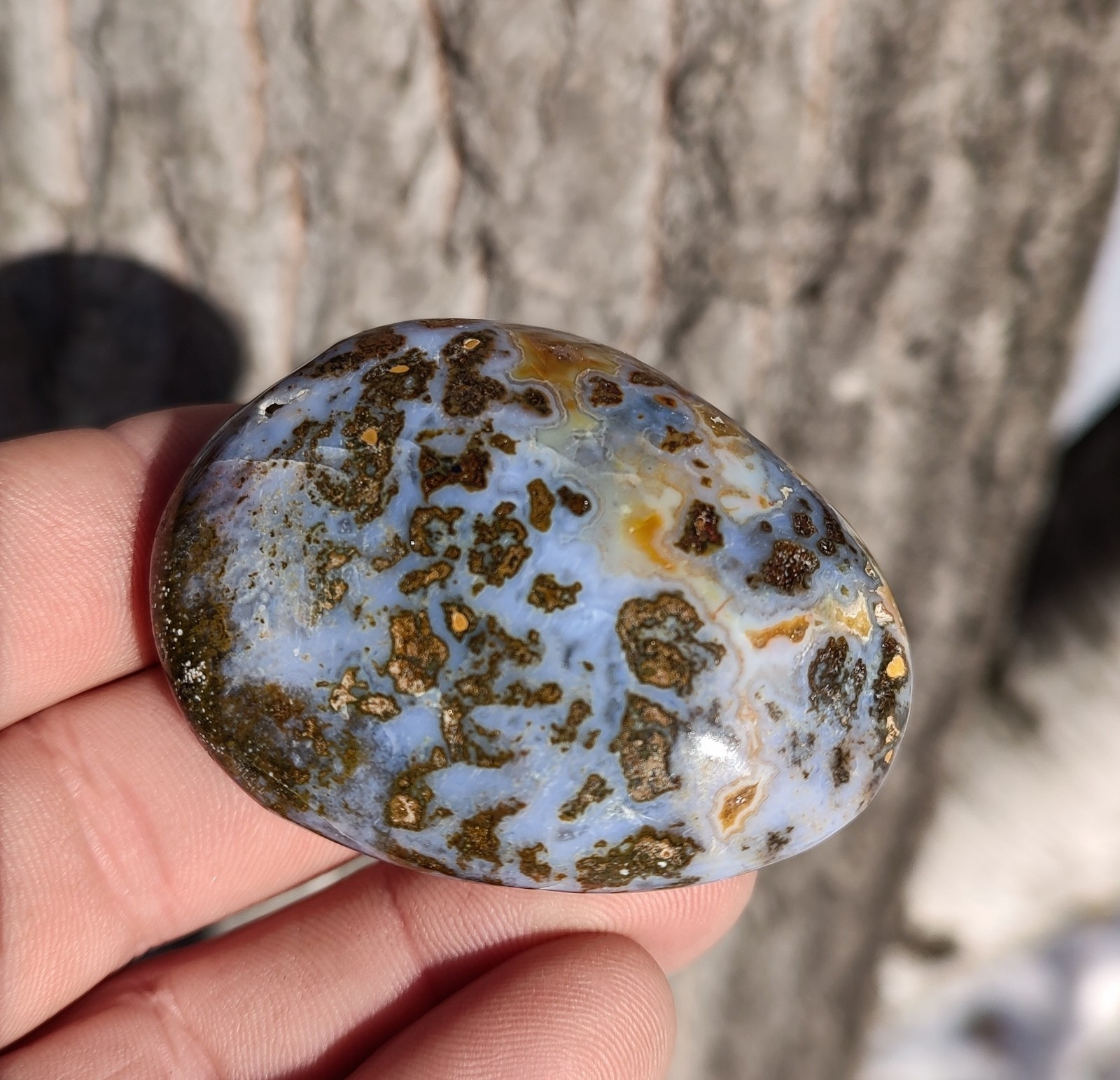 93g Ocean Jasper Palmstone, Natural Mixed Colors, Ocean Jasper Calming Stone