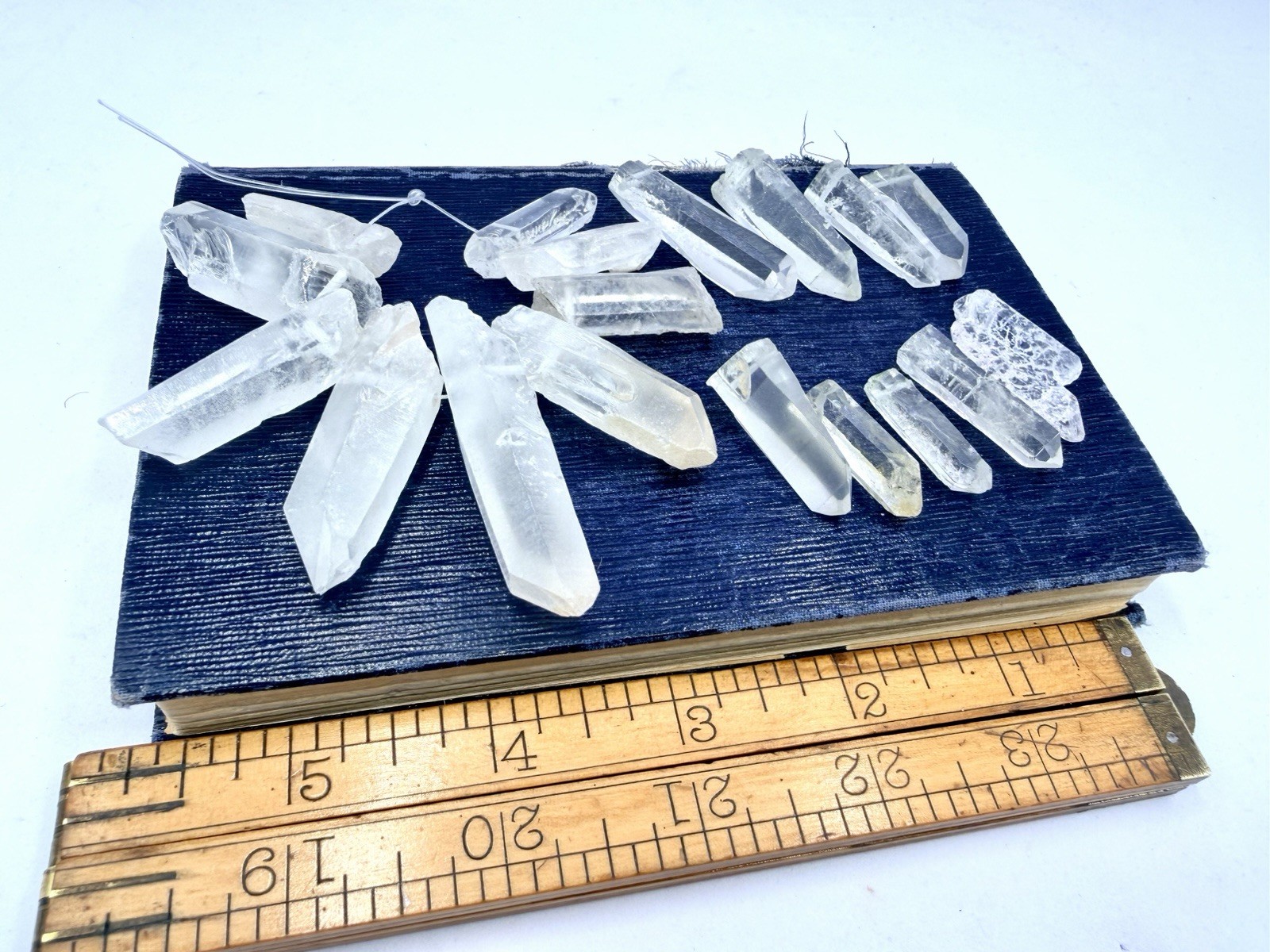 19 Pcs Clear Quartz Crystal 1” – 2” Drilled Points Wands Pendants Jewelry Making