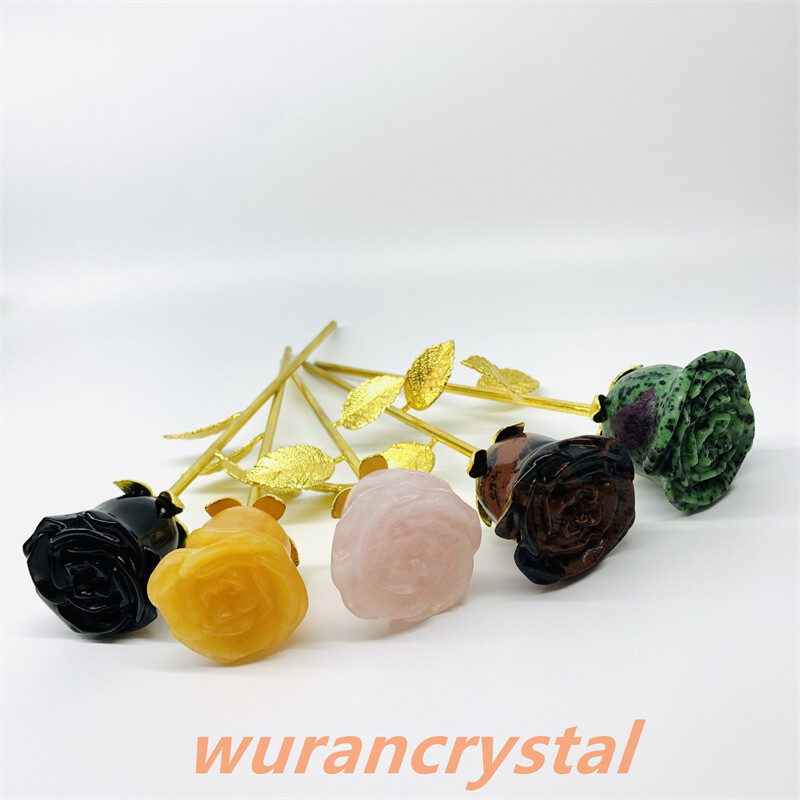 Mix Natural quartz crystal rose point carved vase bedroom Reiki healing gift