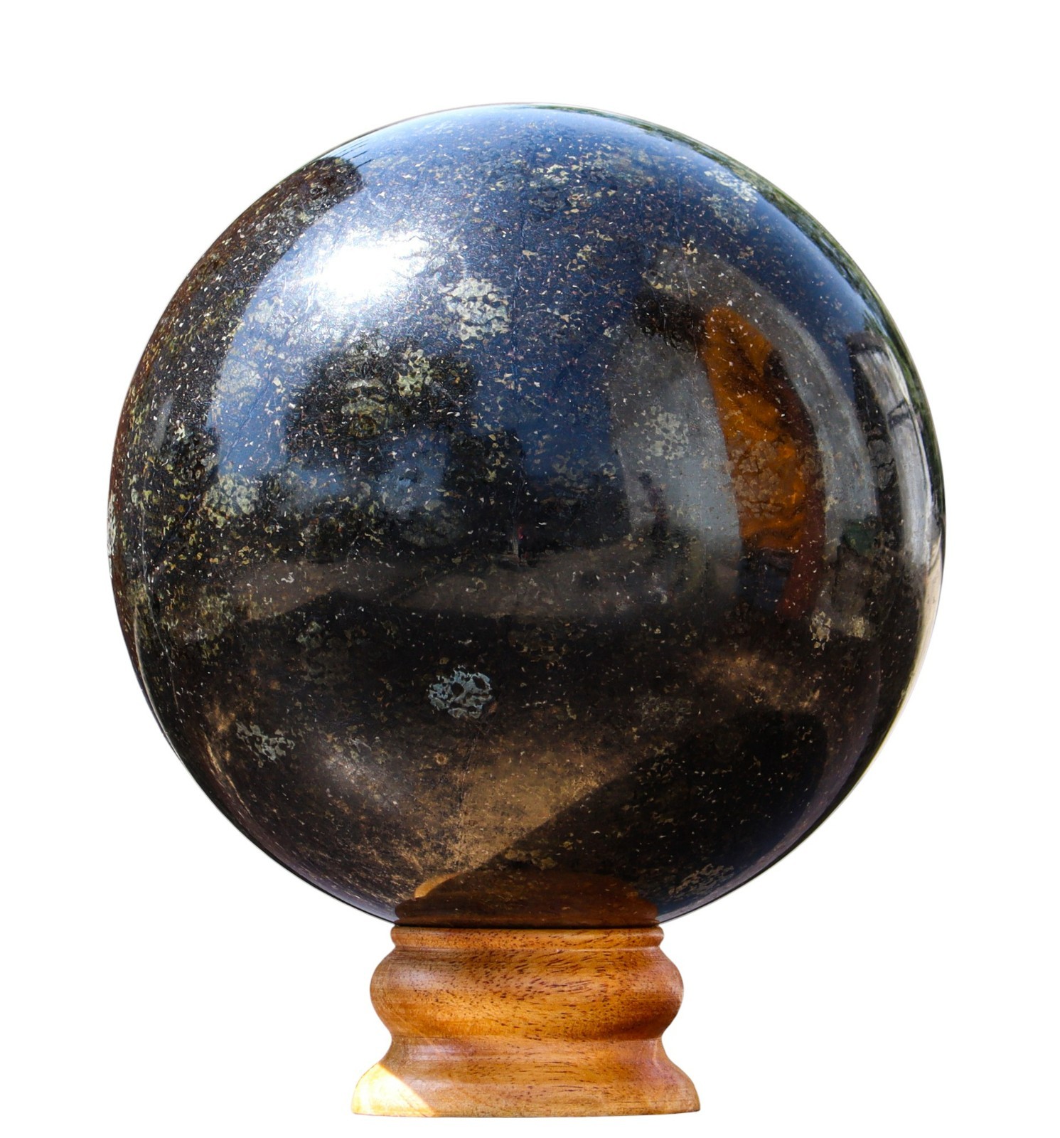 Natural Black NUUMMITE Crystal Home Decor Handmade Gift Polished Sphere 145mm
