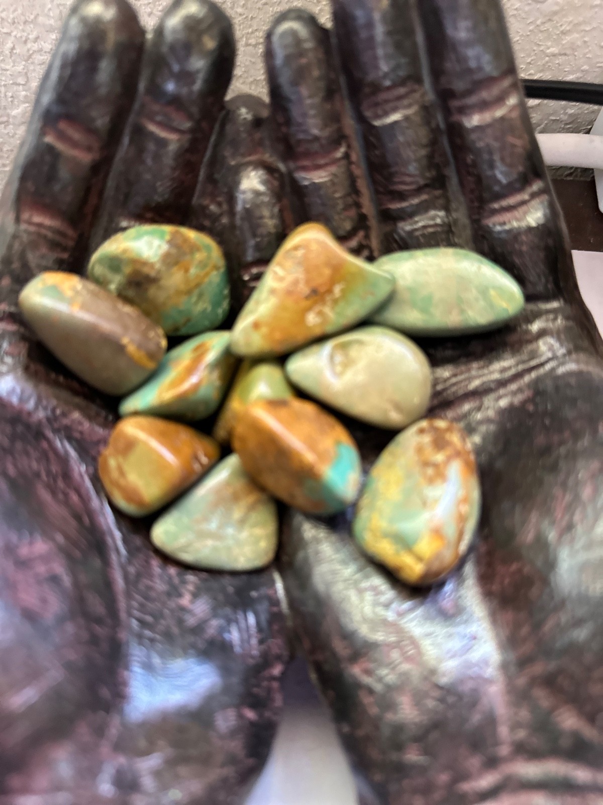 6X Green Kingman Turquoise Tumbled Stones 20-30mm Reiki Healing Crystals Protect