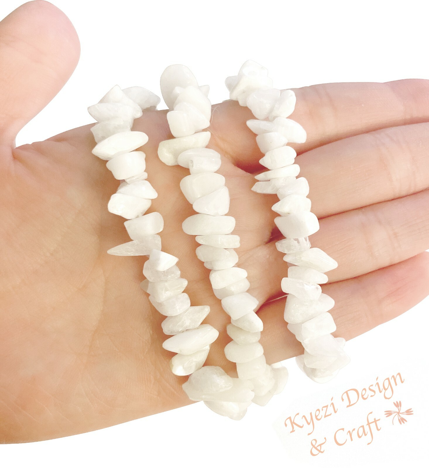 Rainbow Moonstone Natural Crystal Gemstone Chip Stretchy Jewelry Bracelet