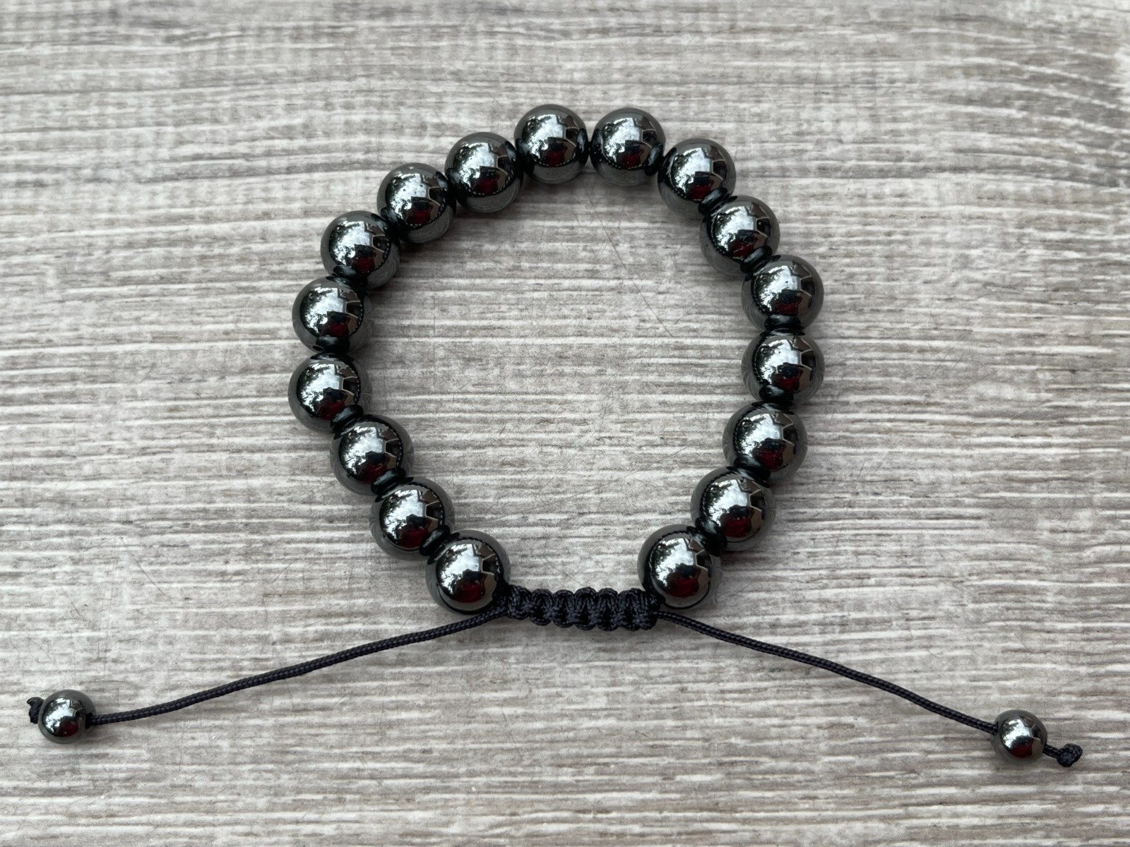 Grade A++ Hematite Crystal Adjustable Bead Bracelet 10mm, Genuine Gems Bracelets