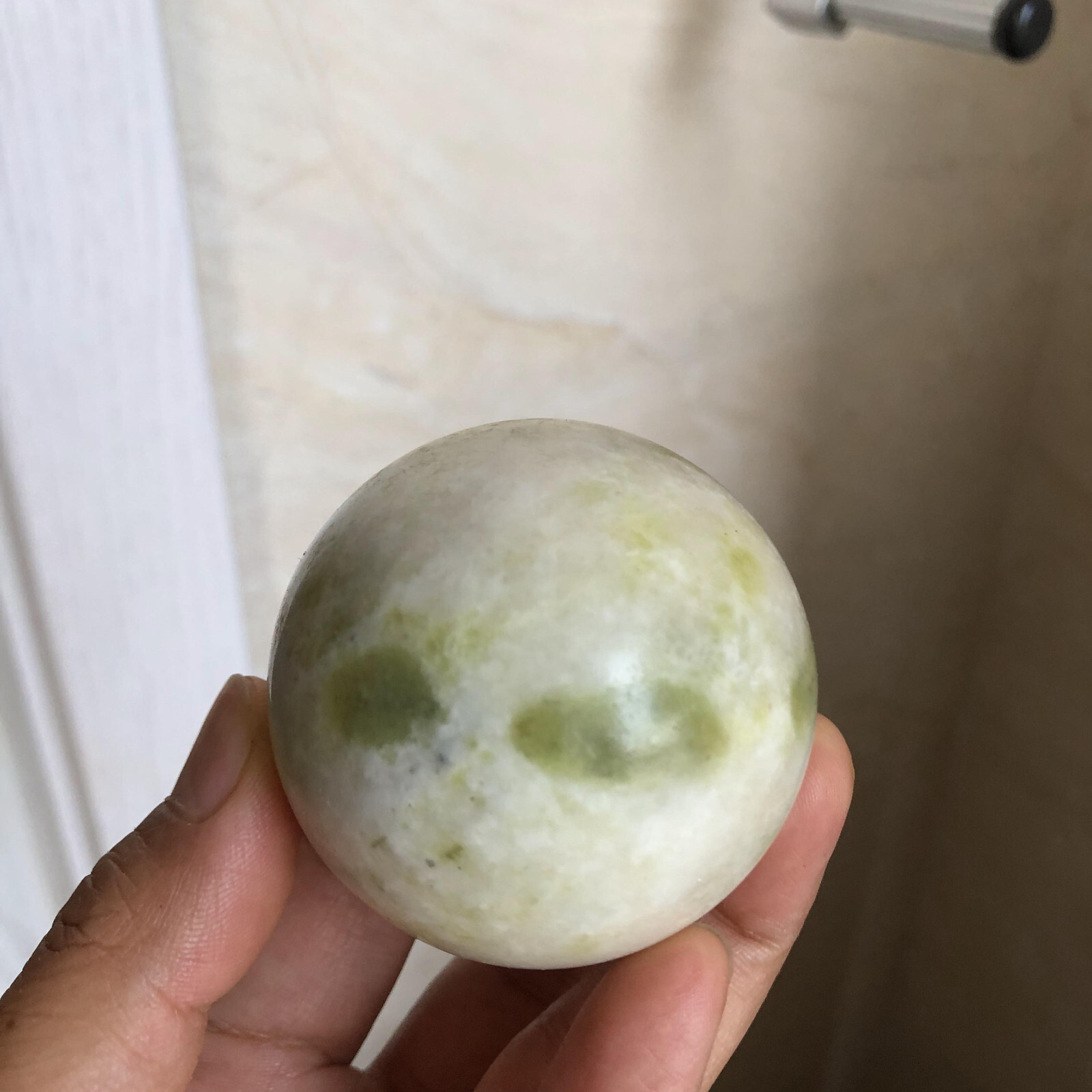 53mm Rare Natural yellow jade Semi-precious crystal Ball sphere 223g A2522