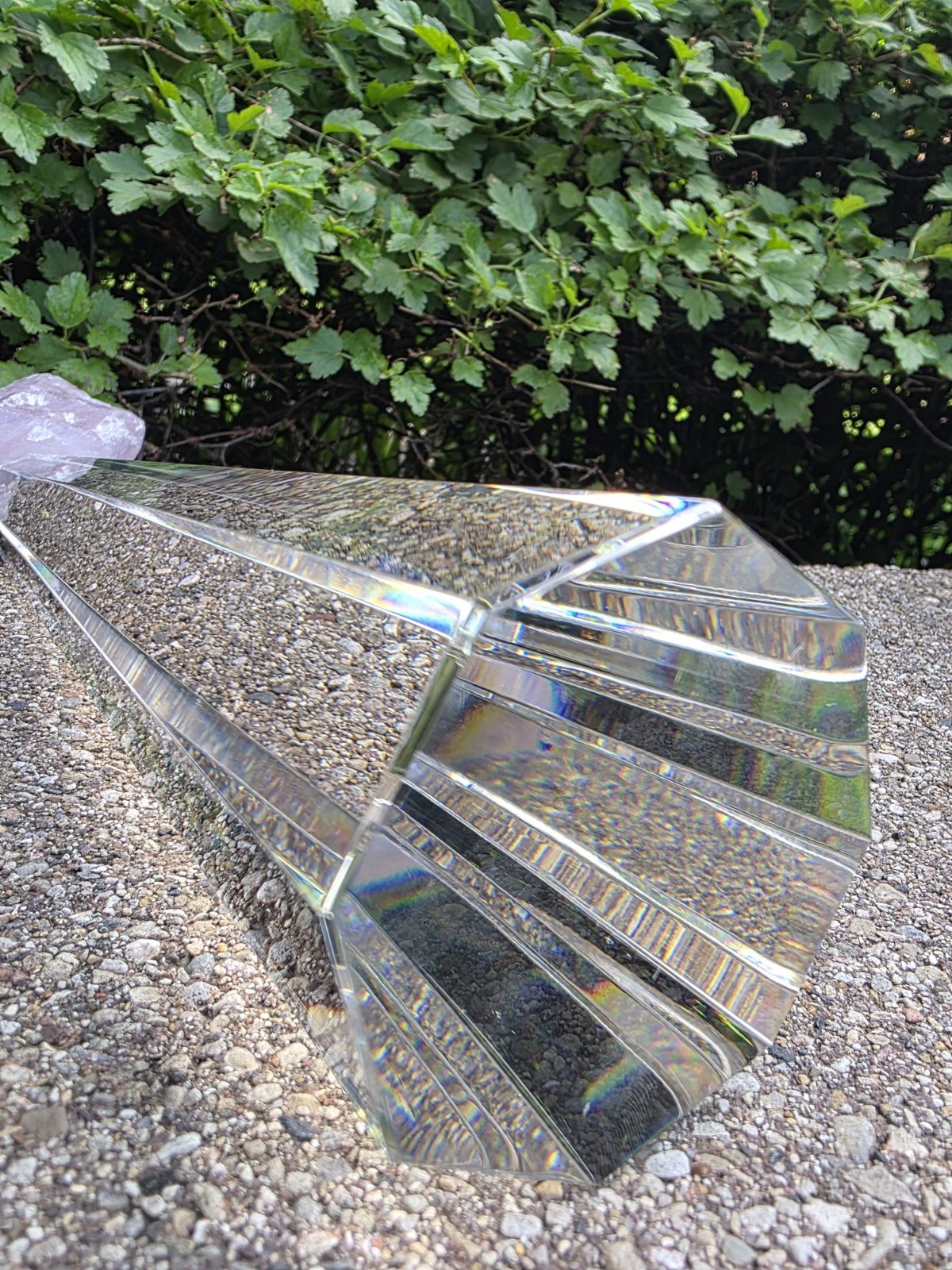 Rose Quartz with Clear Crystal Octagon Faceted Obelisk Tower