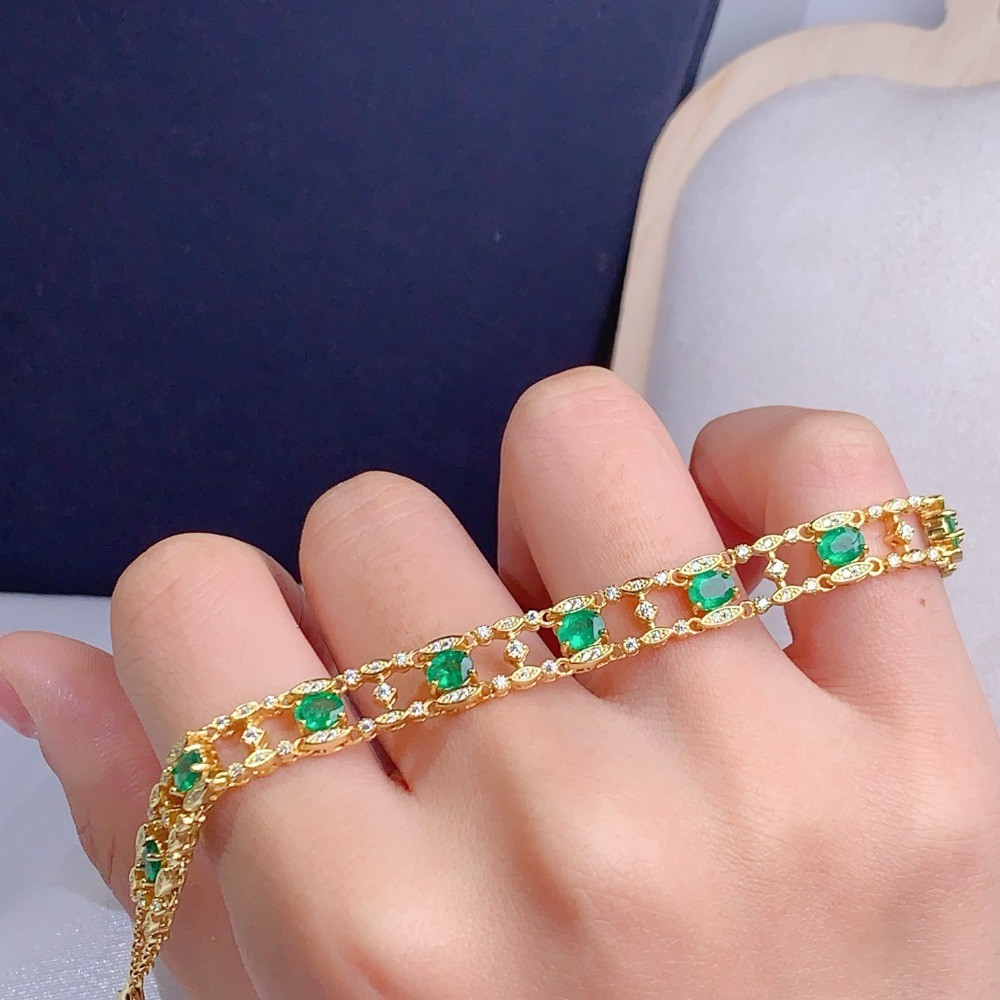 High Quality vintage diopside bracelet Gemstone S925 Silver Plated 18K Gold Gift
