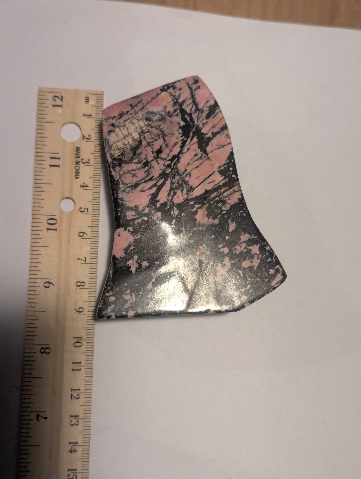 Large Fully Polished Rhodonite Freeform Display Slab Tumbled Stone Big Pink