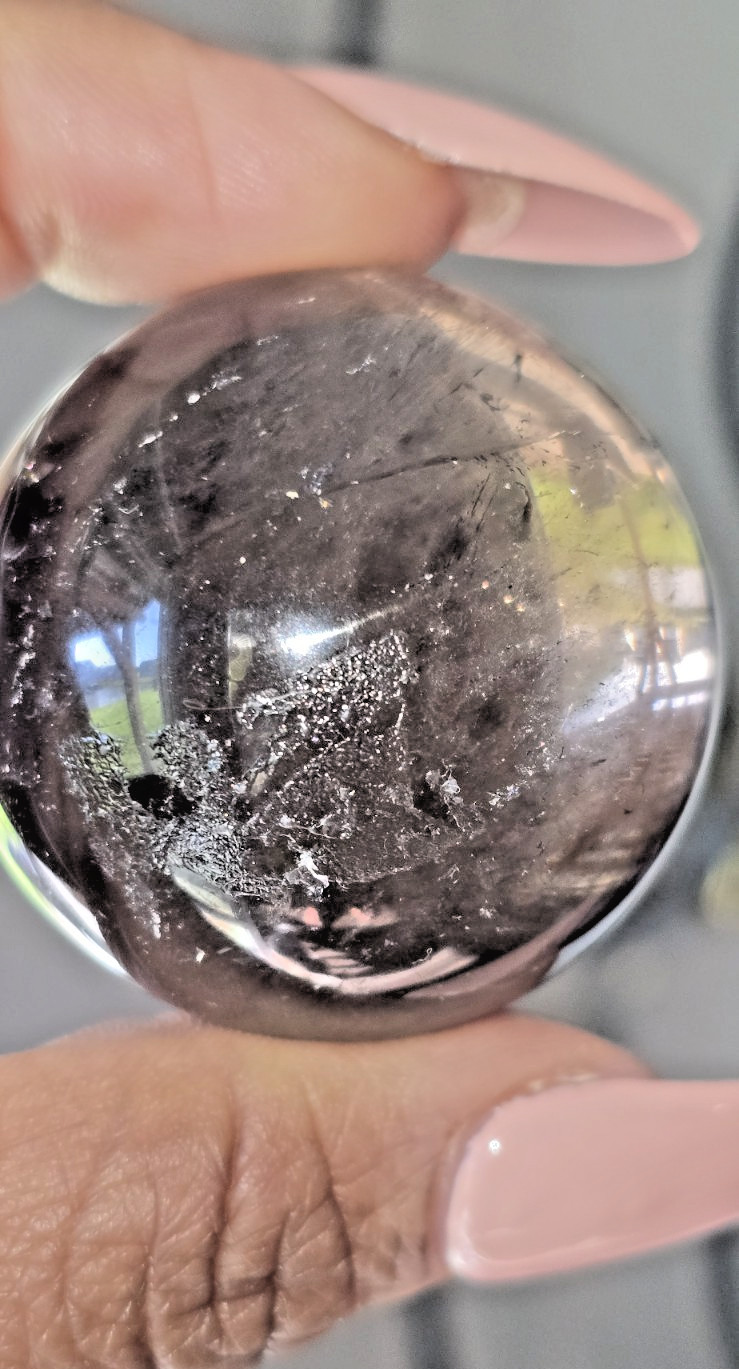 44mm Smoky Quartz Crystal Sphere Natural Smokey Quartz Ball Healing Rainbows
