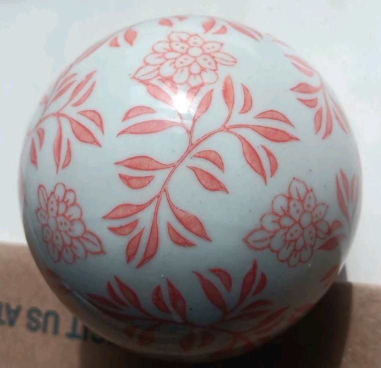 Pink & White Floral Porcelain Carpet Balls Decor Ceramic Porcelain