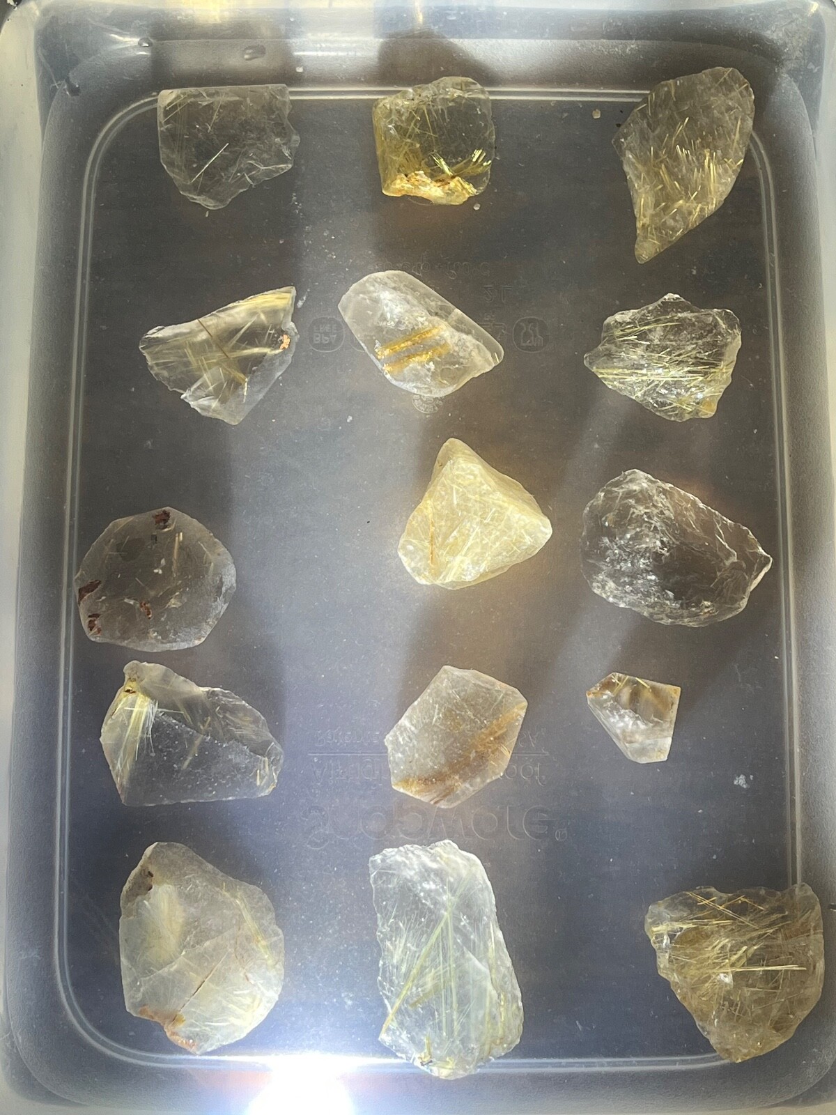 Golden Rutile Quartz 4-7 crystals 50 + grams cabbing ready rough parcel