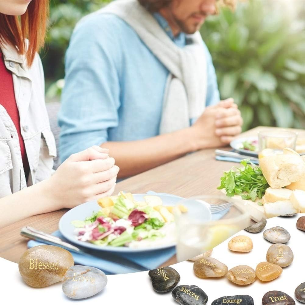 Encouragement Stones Gift Set – 25 Unique Engraved Rocks for Home & Office Decor