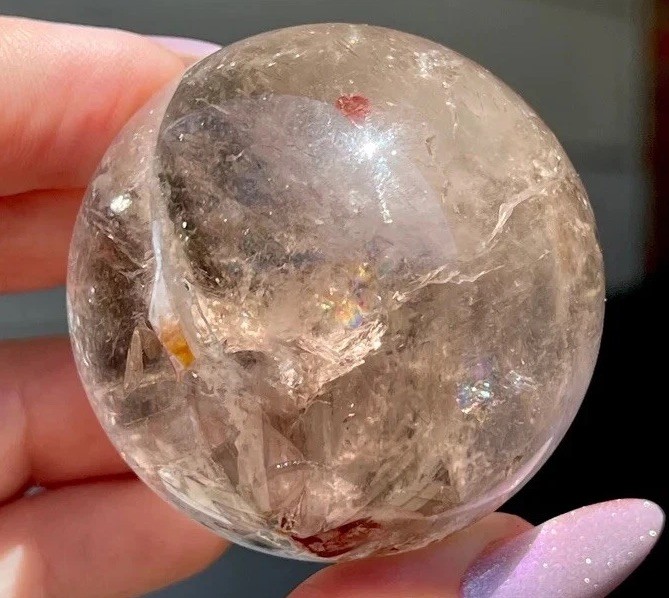 Bicolor Garden Quartz Sphere with Smoky Quartz Rare Collectors Crystal Gemstone