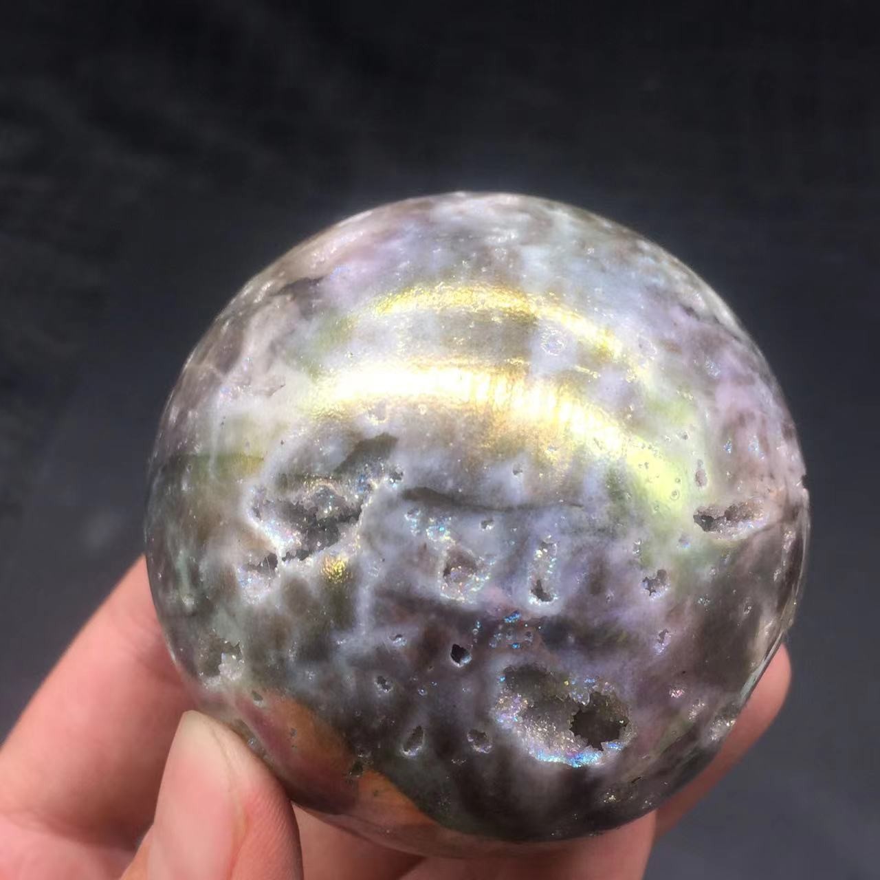 Angel Aura Natural Sphalerite Crystal Geode Druzy Ball Healing Decorate 65mm