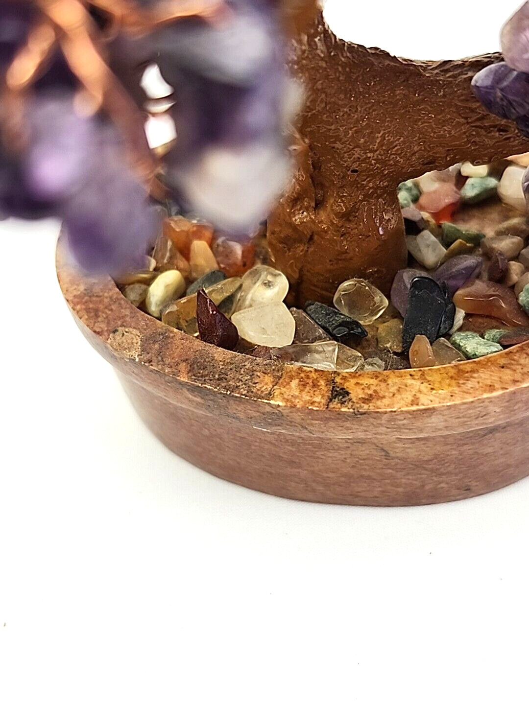Natural Amethyst Crystal Tumbled Stone Tree of Life Healing Money Decor B14-2258