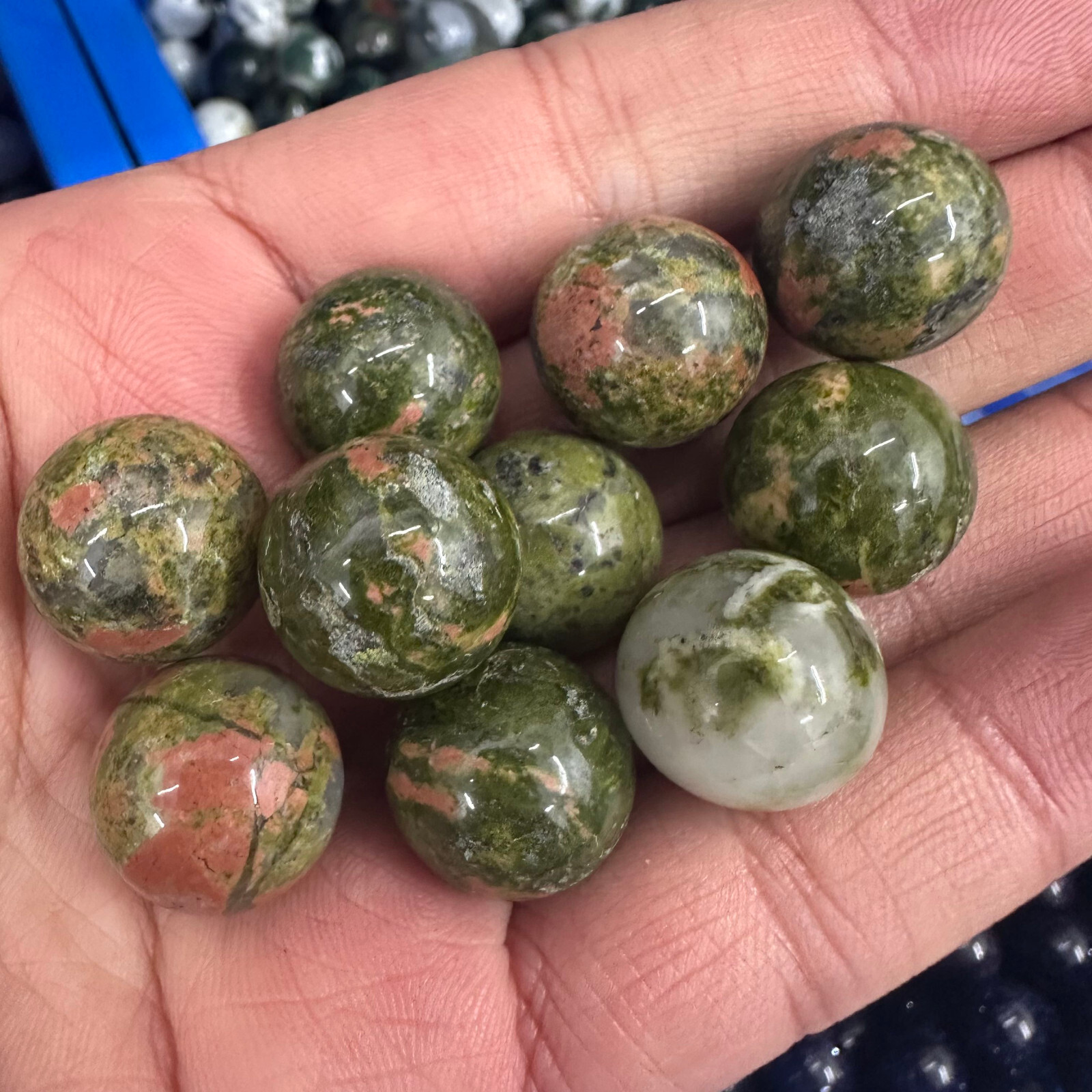 5PC Natural Unakite Ball Quartz Crystal Sphere Energy Healing Stone Gift