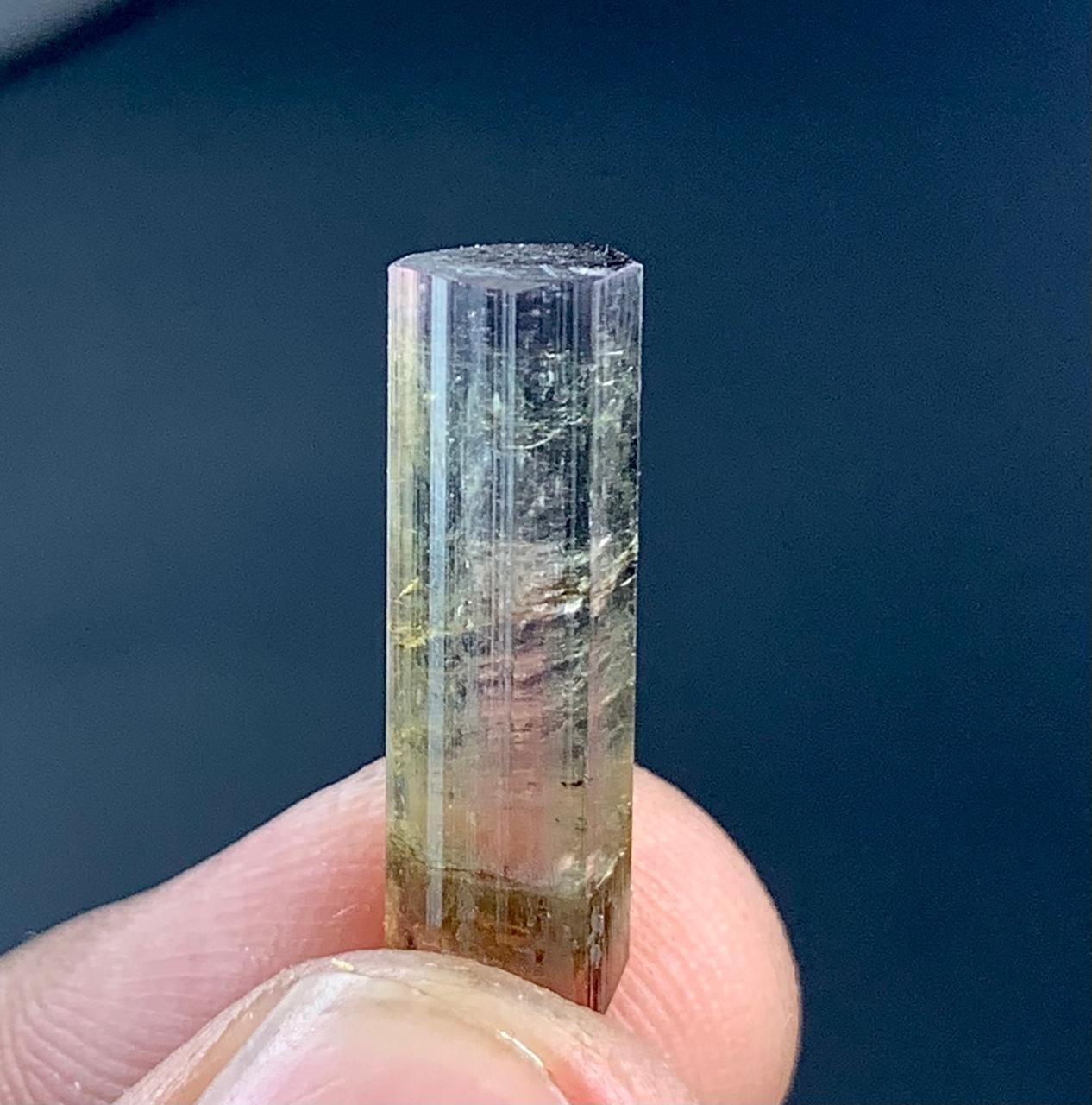 8Cts Beautiful Bi Color Tourmaline Crystals From Afghanistan. (19x5x5mm)