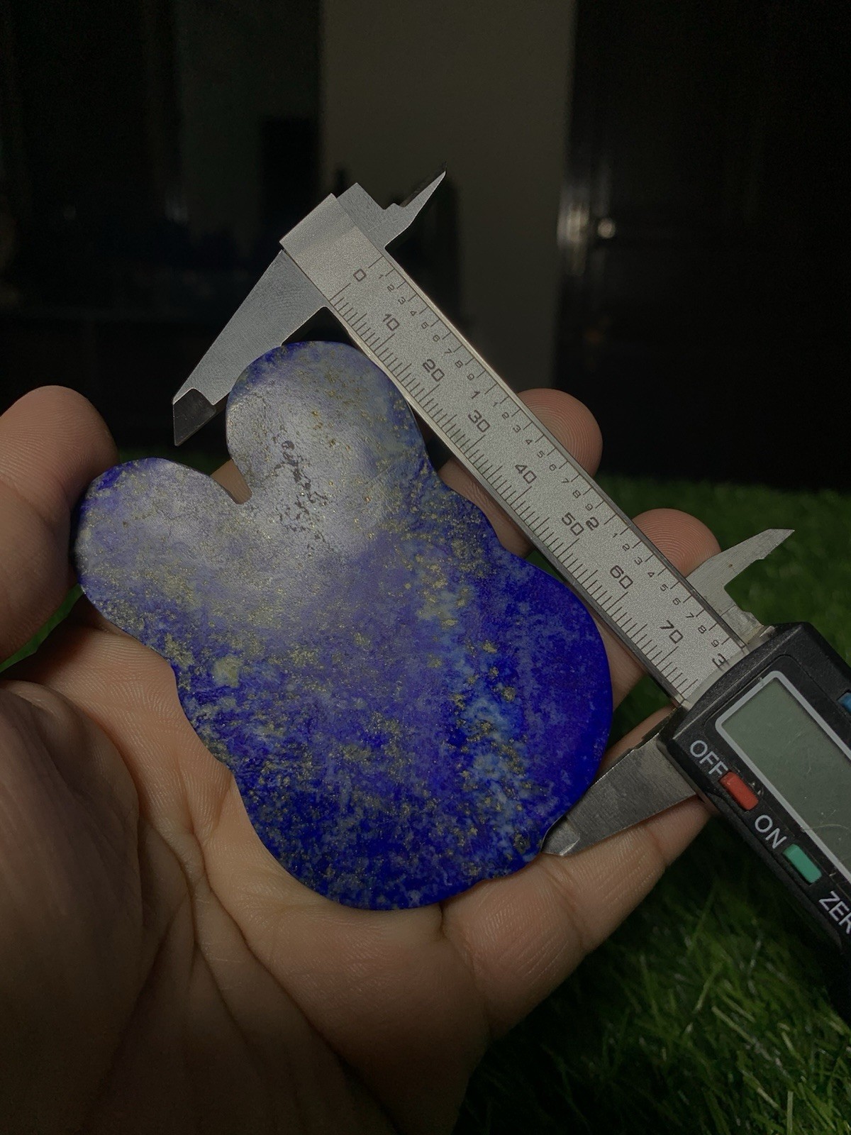 Natural Lapis Lazuli Bunny Carving Flat Pocket Stone Gemstone Rabbit 60g 74mm