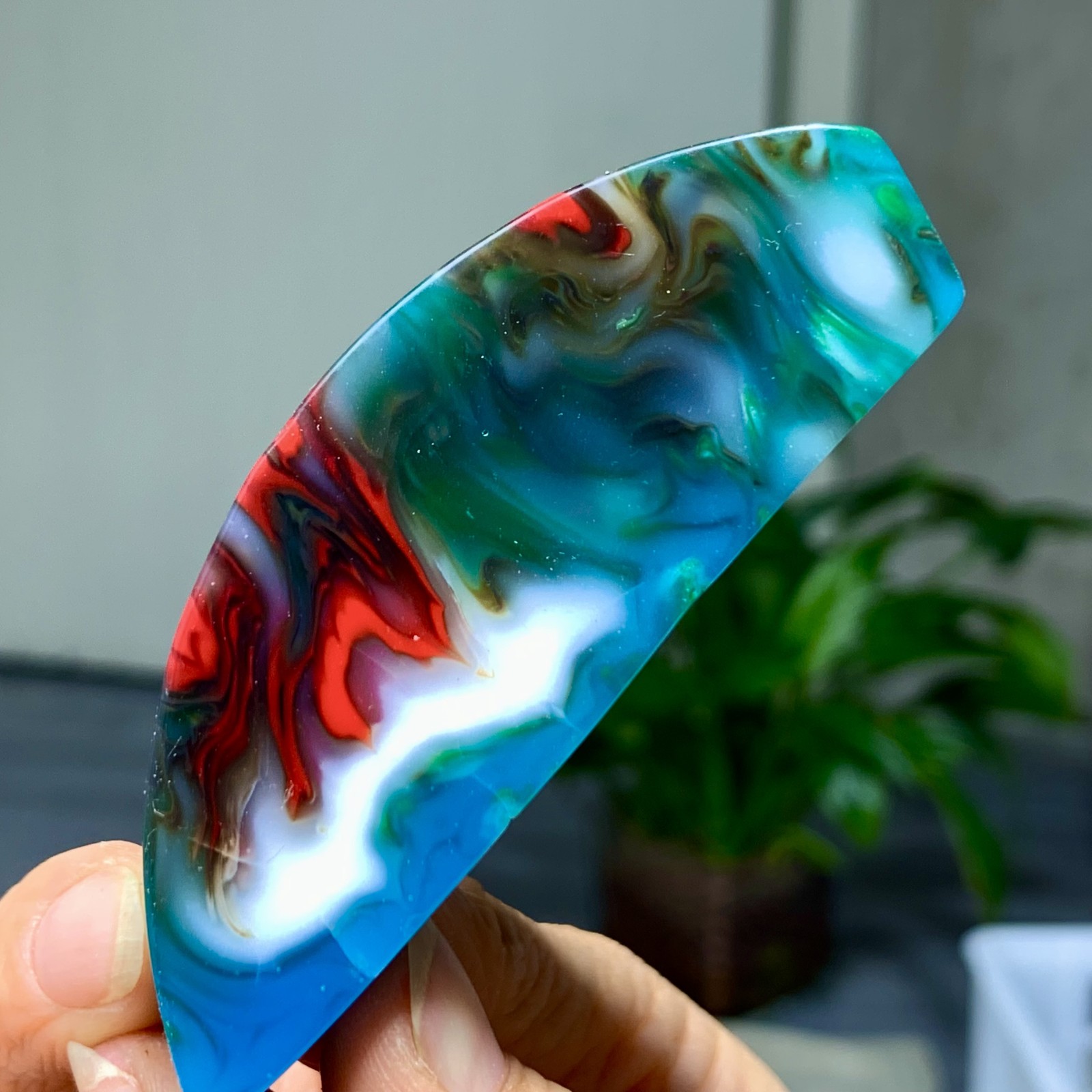 81G Natural NanHong Agate block multicolored Pattern Cabochon mineral Crystal