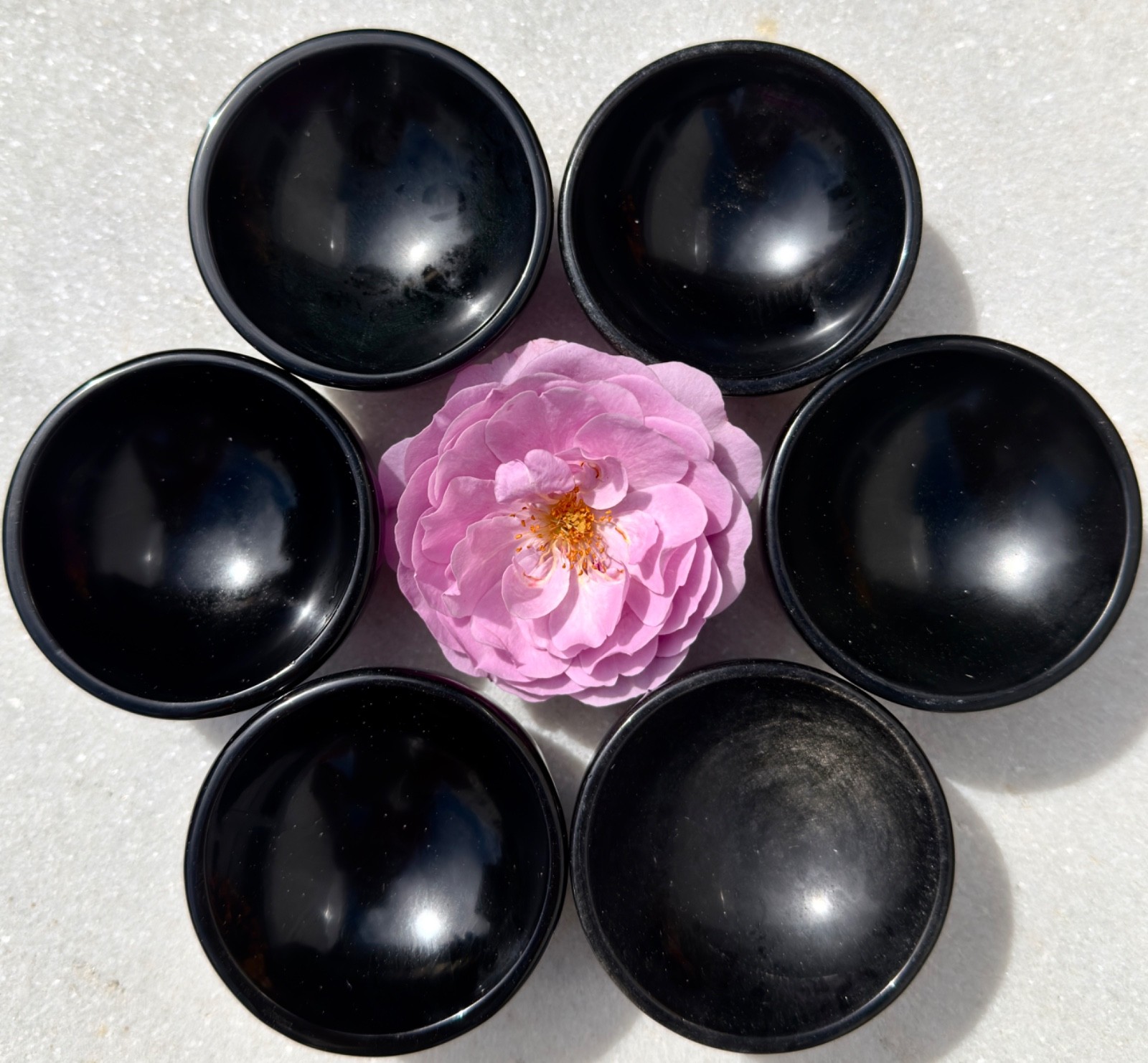 Wholesale Lot 6-8Pcs Natural Black Obsidian Mixed Bowls Crystal Healing
