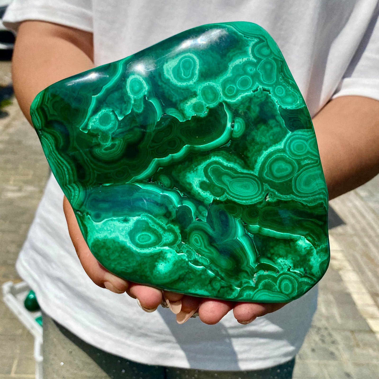 2.73LB Natural glossy Malachite transparent cluster rough mineral sample