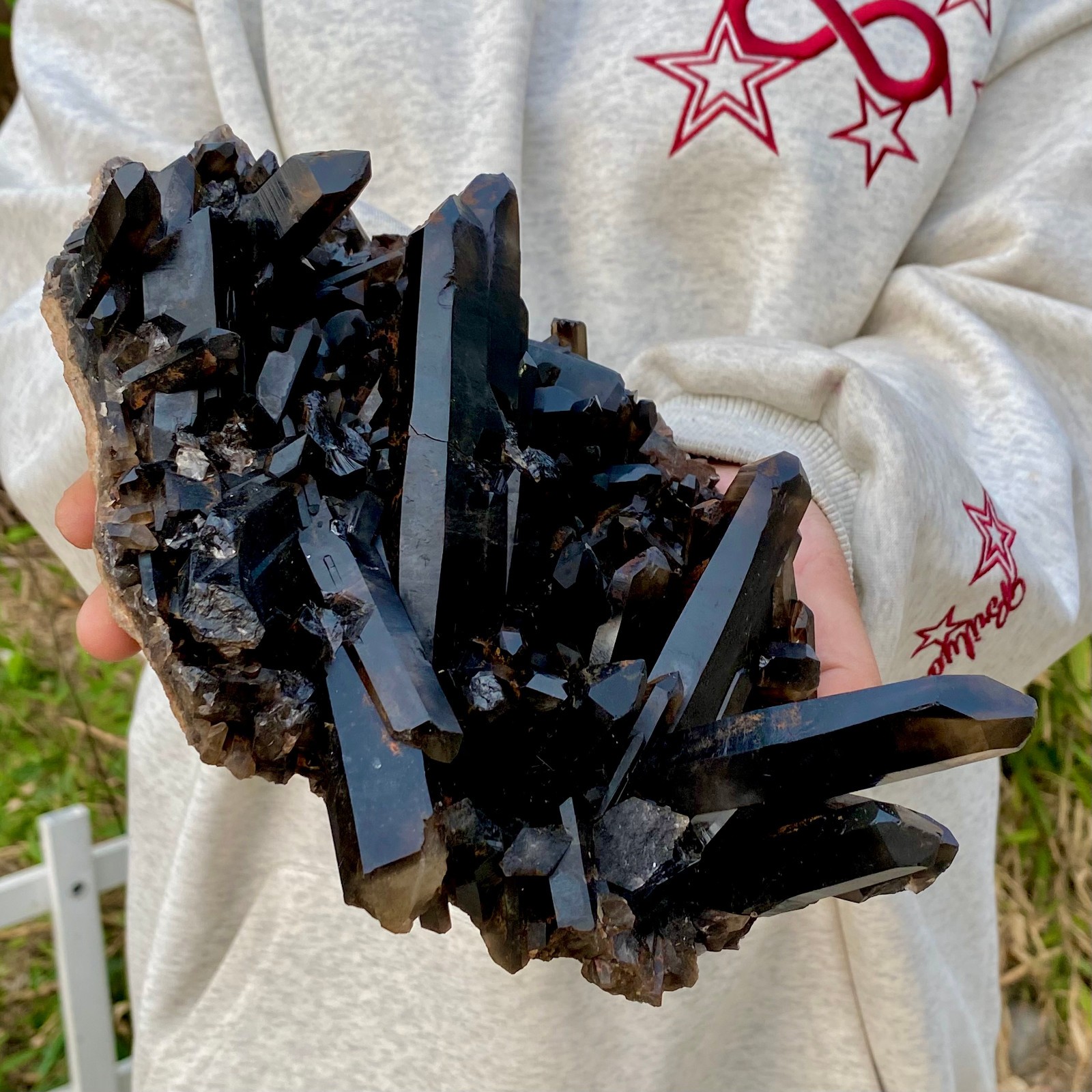 3.7LB Natural Beautiful Black Quartz Crystal Cluster Mineral Specimen Rare