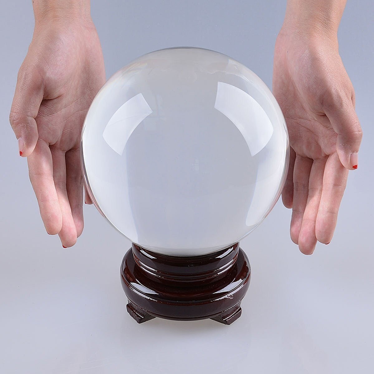 LONGWIN 150MM Clear Crystal Ball Paperweight Glass Sphere Photo Prop Free Stand