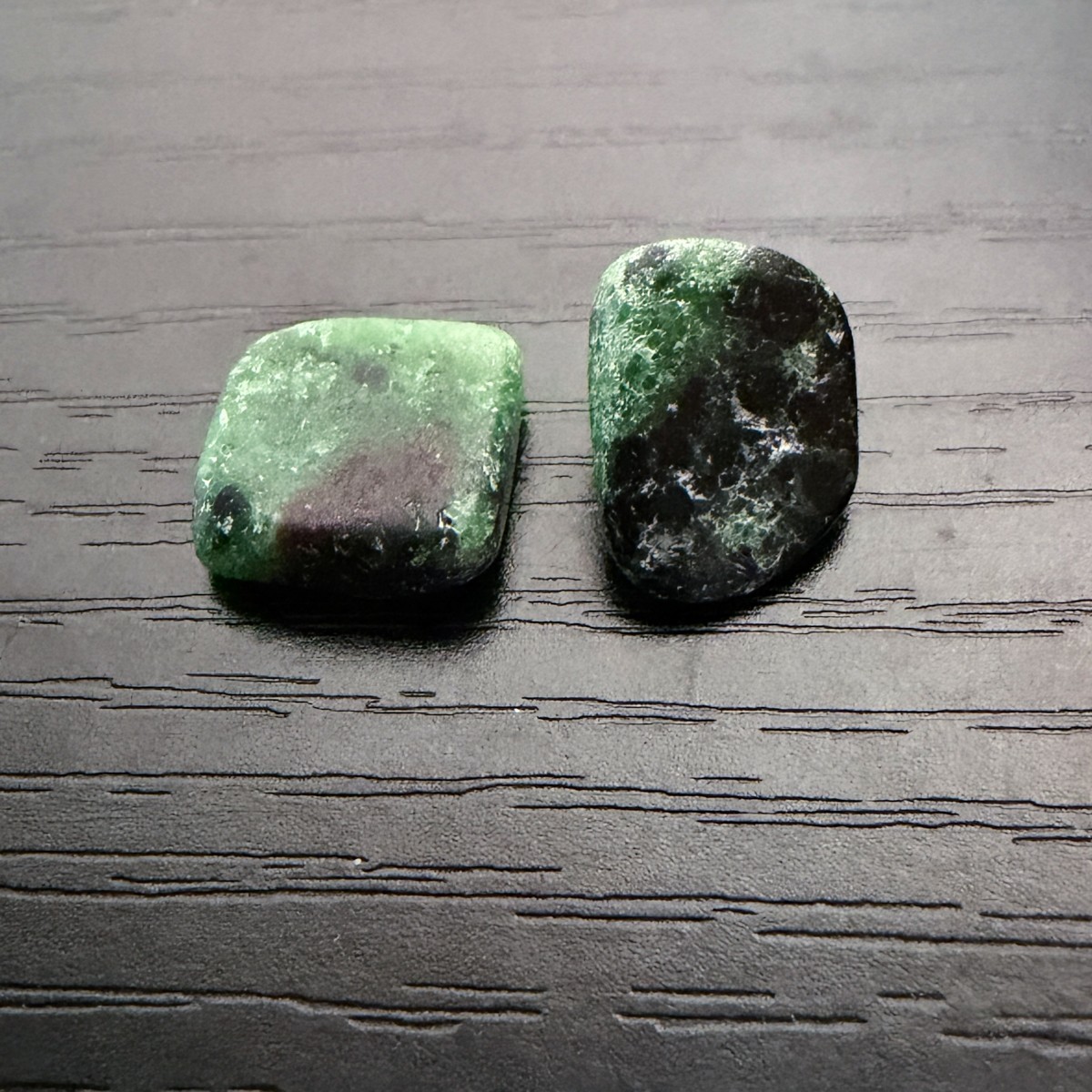 Two pieces of Natural Ruby Zoisite Crystal Gemstones 11 – 12mm