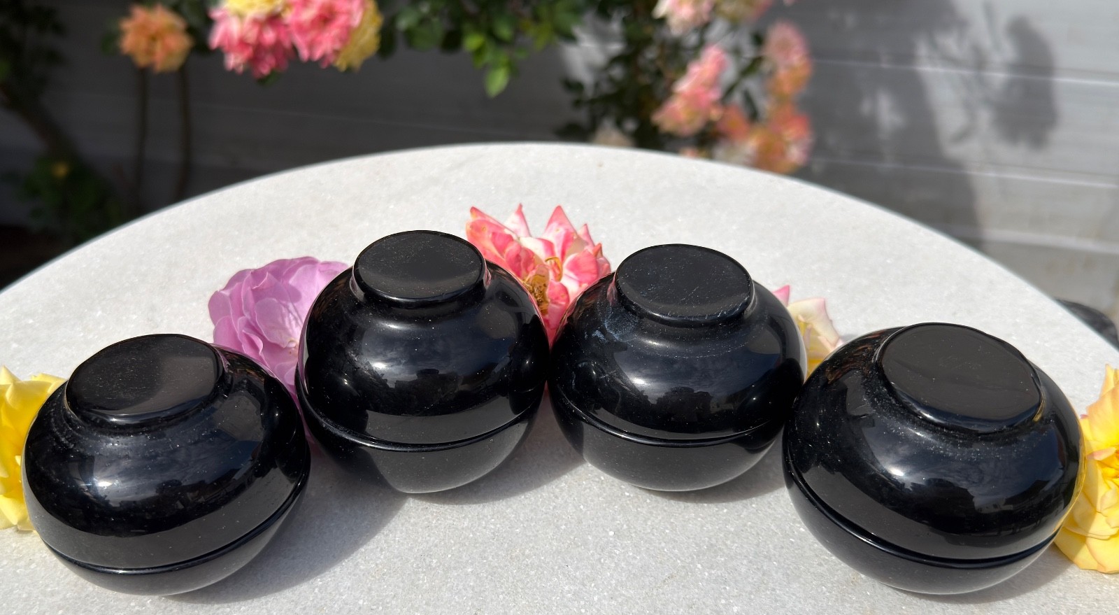 Wholesale Lot 6-8Pcs Natural Black Obsidian Mixed Bowls Crystal Healing