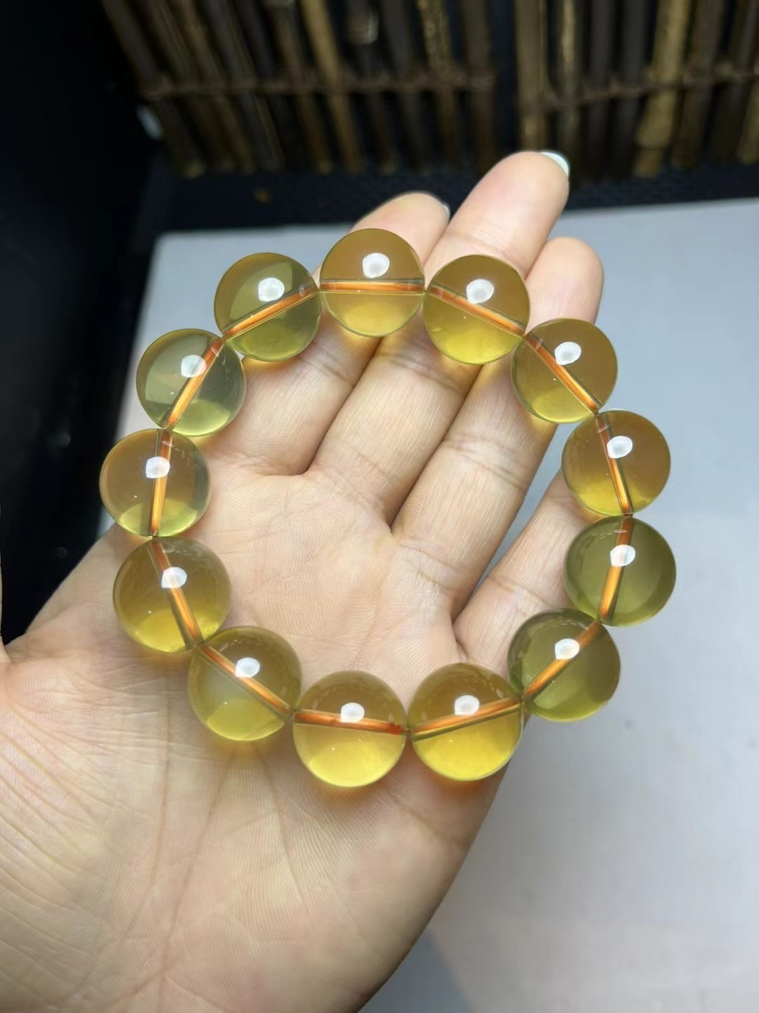 16mm A+++ Natural citrine Quartz round bead Crystal Energy Hand bracelet
