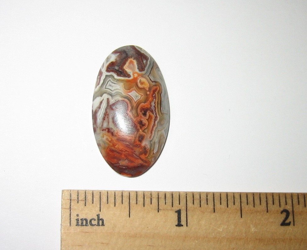 30x17mm POLISHED NATURAL LAGUNA LACE AGATE CRYSTAL STONE CABOCHON MEXICO 4.7g *3