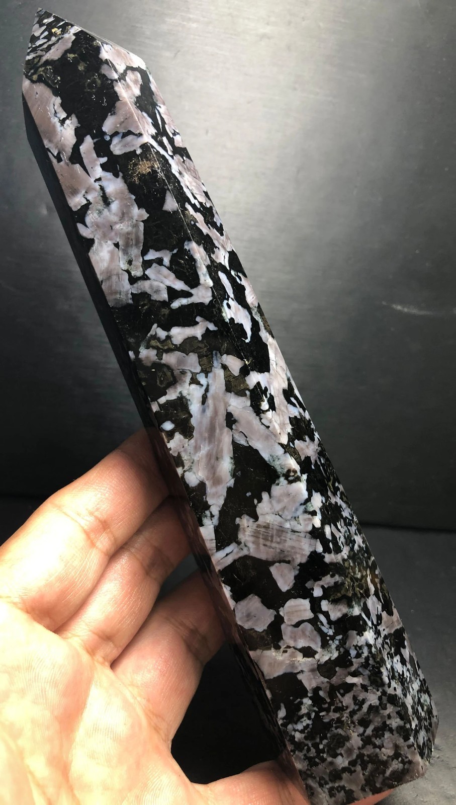 547g 190mm Indigo Gabbro Terminated Generator Mystic Merlinite Crystal Point